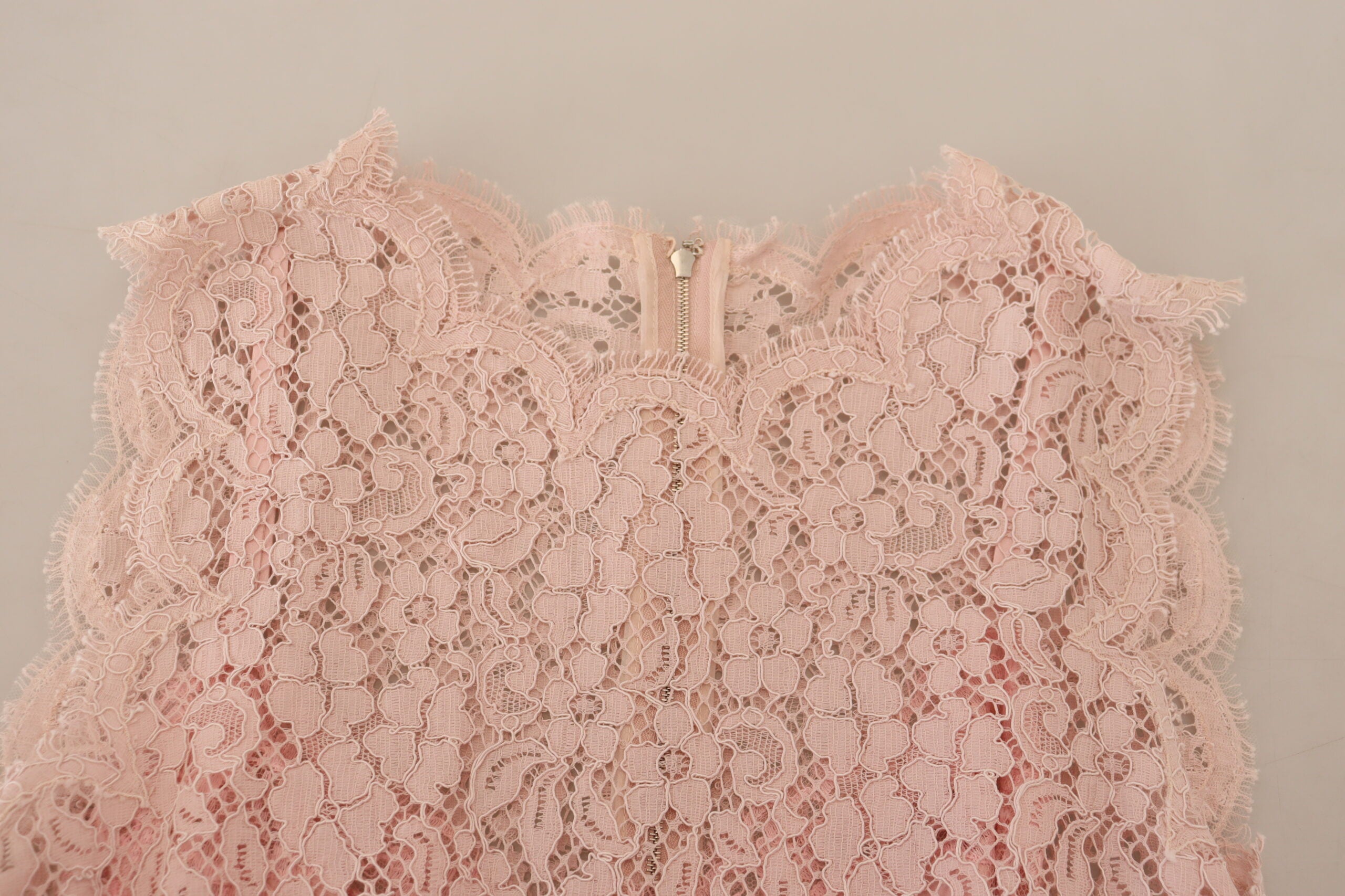 Dolce & Gabbana Pink Floral Lace Sleeveless Tank Blouse Top-5