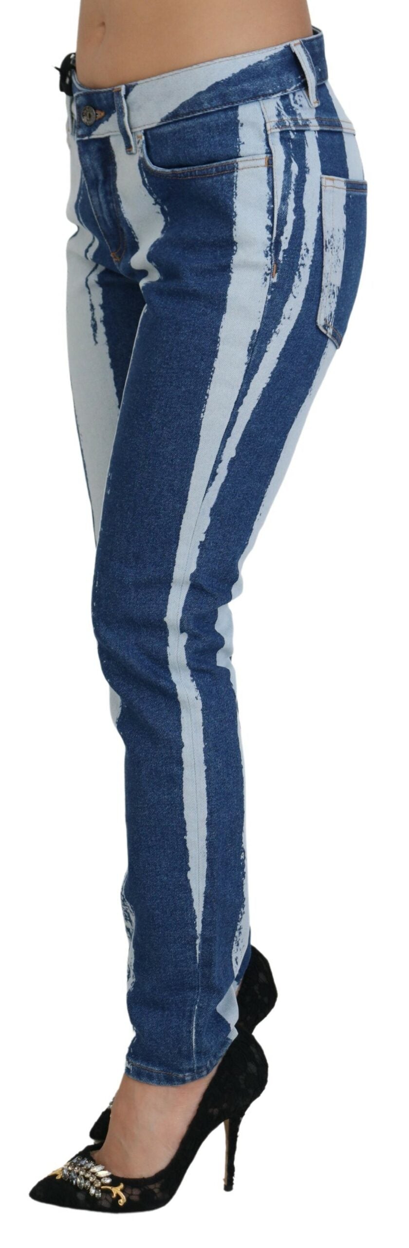 Dolce & Gabbana Kobaltblaue gestreifte Skinny Denim-Jeans aus Baumwolle-2