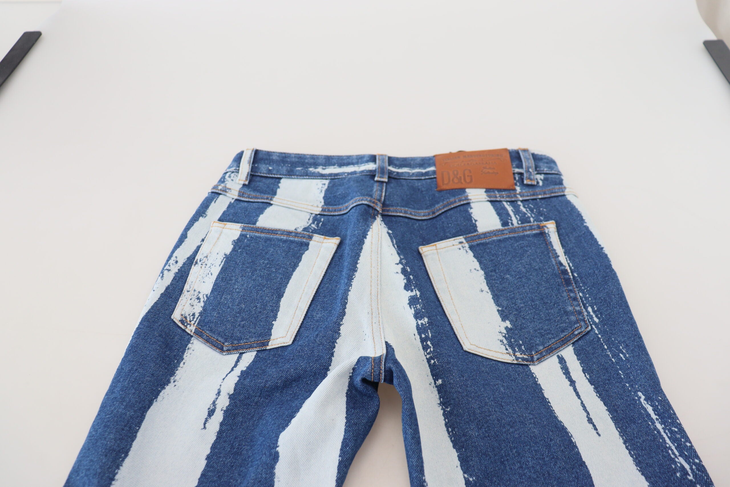Dolce & Gabbana Kobaltblaue gestreifte Skinny Denim-Jeans aus Baumwolle-5