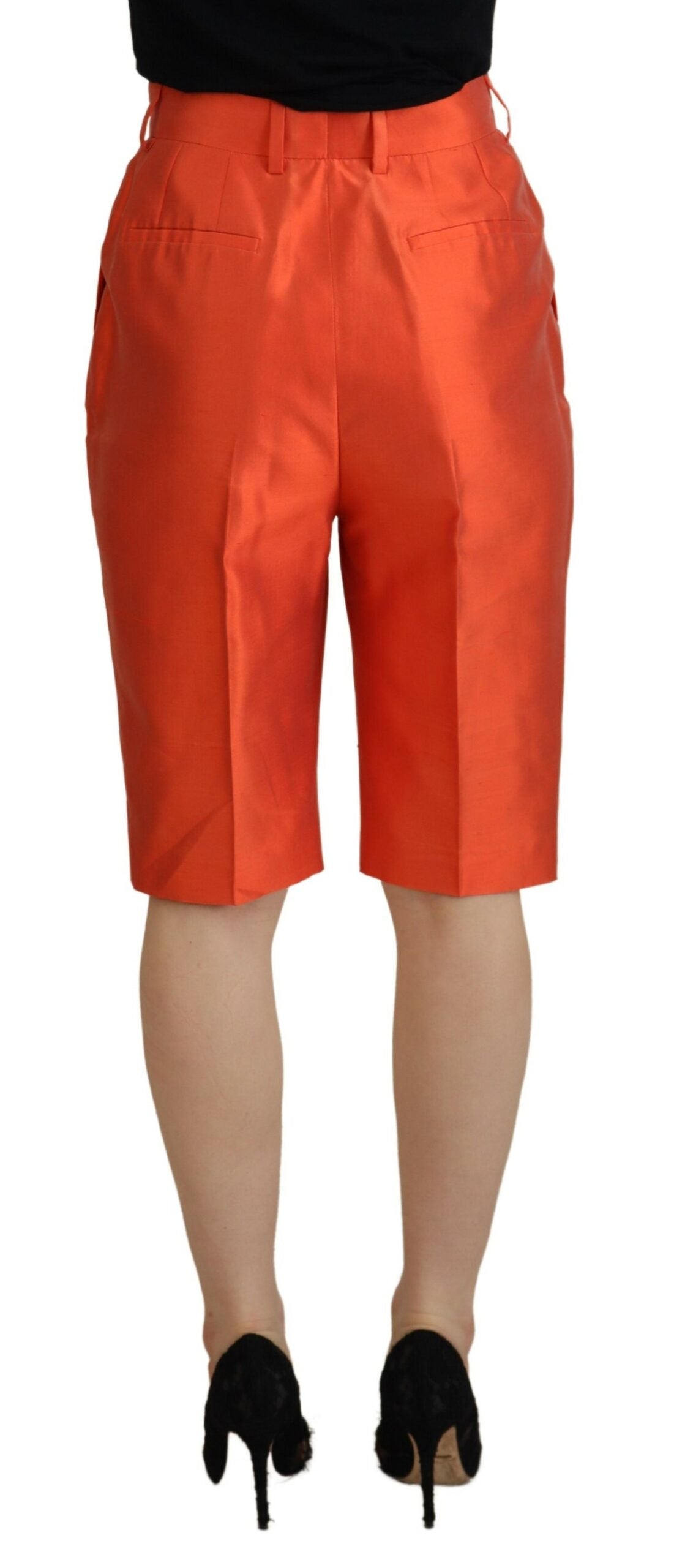 Pantalones cortos de cintura alta de seda naranja de Dolce & Gabbana-3