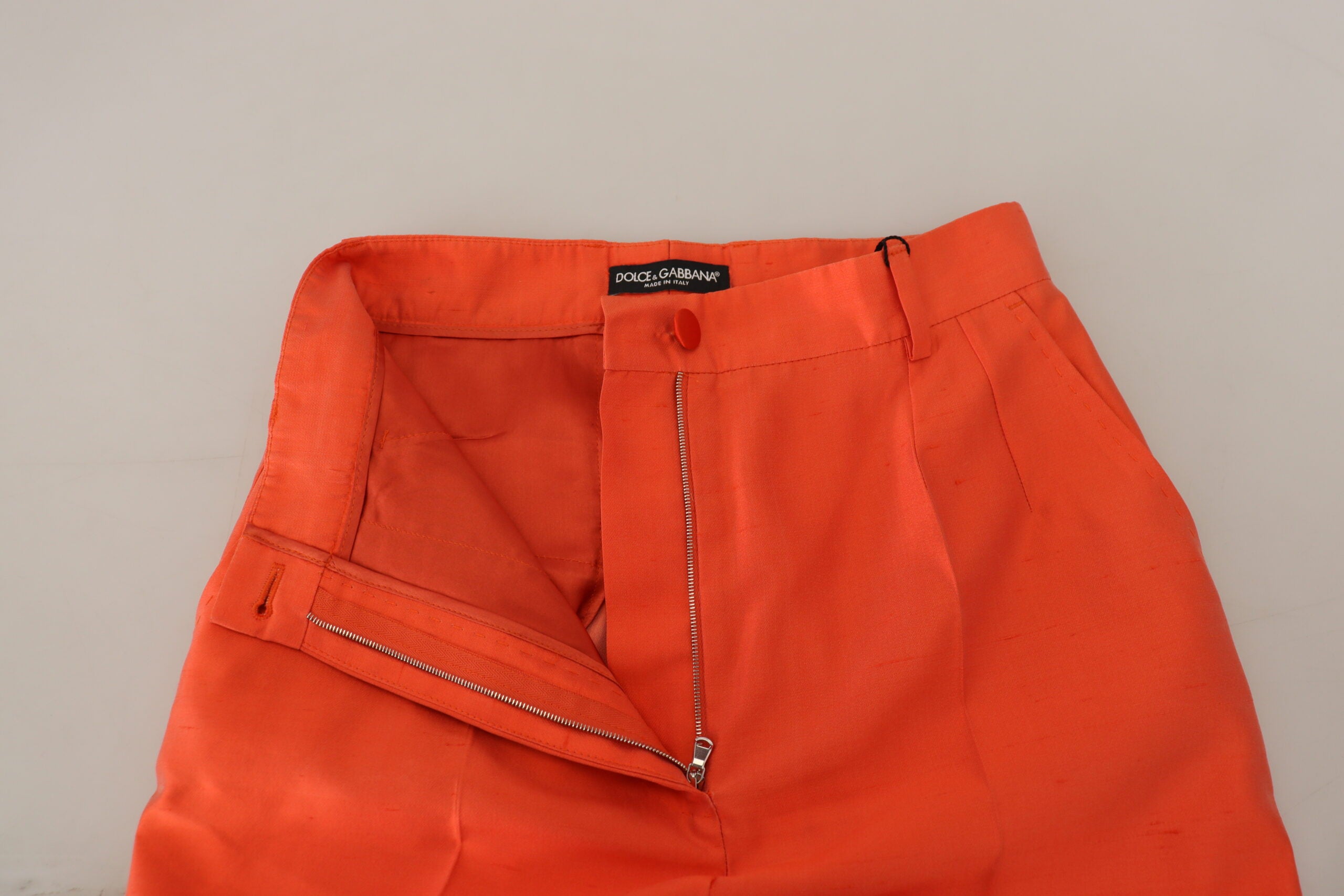 Pantalones cortos de cintura alta de seda naranja de Dolce & Gabbana-4