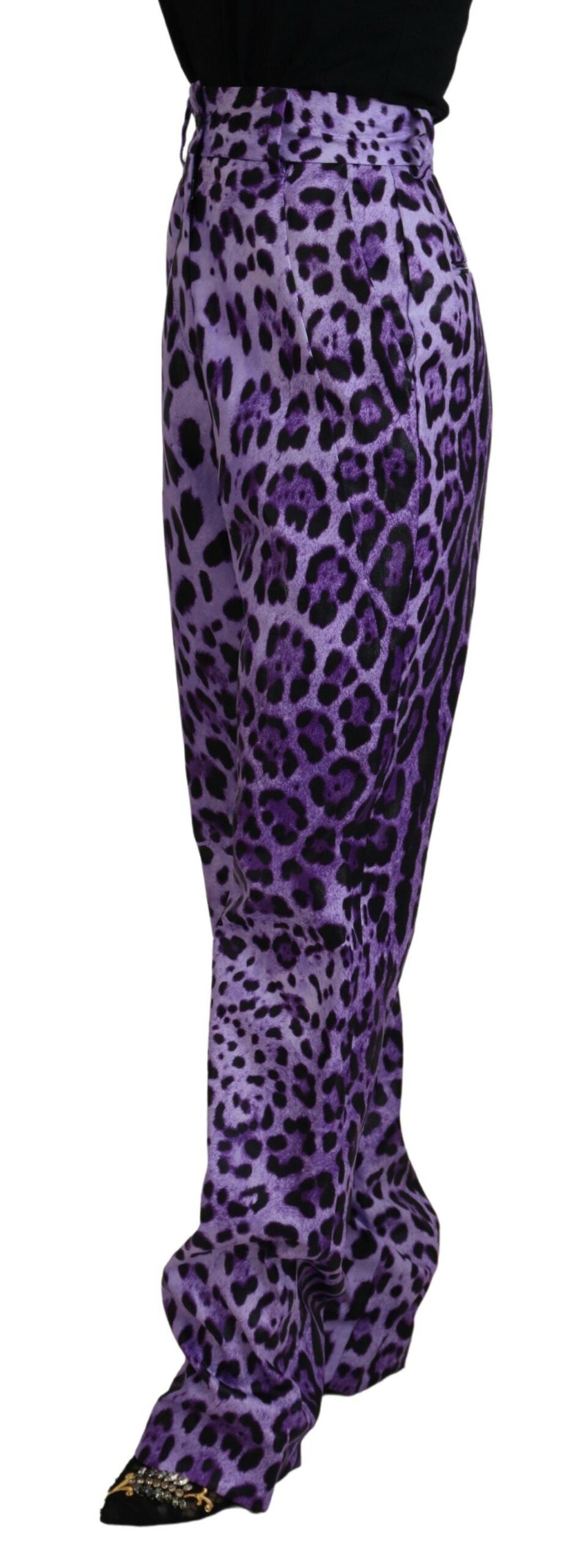 Dolce & Gabbana Lila Leopard Print High-Waisted Trousers-2