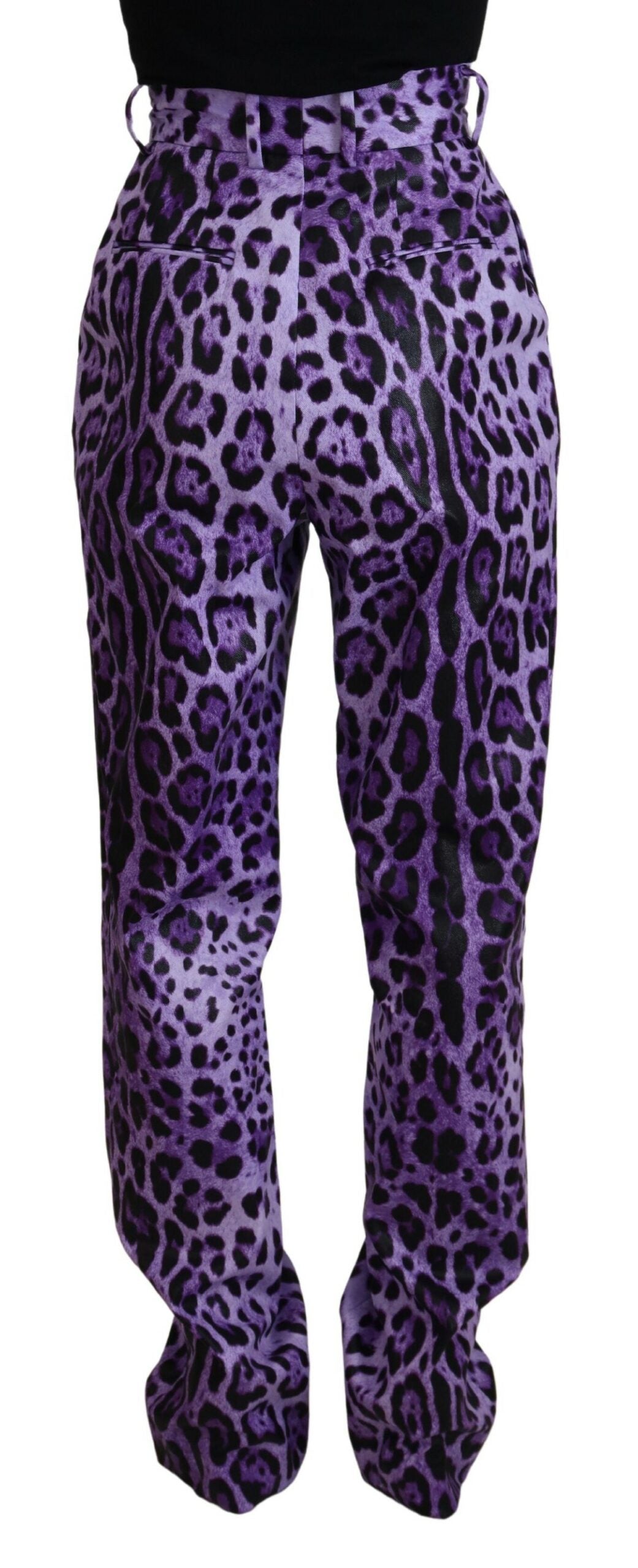 Dolce & Gabbana Lila Leopard Print High-Waisted Trousers-3