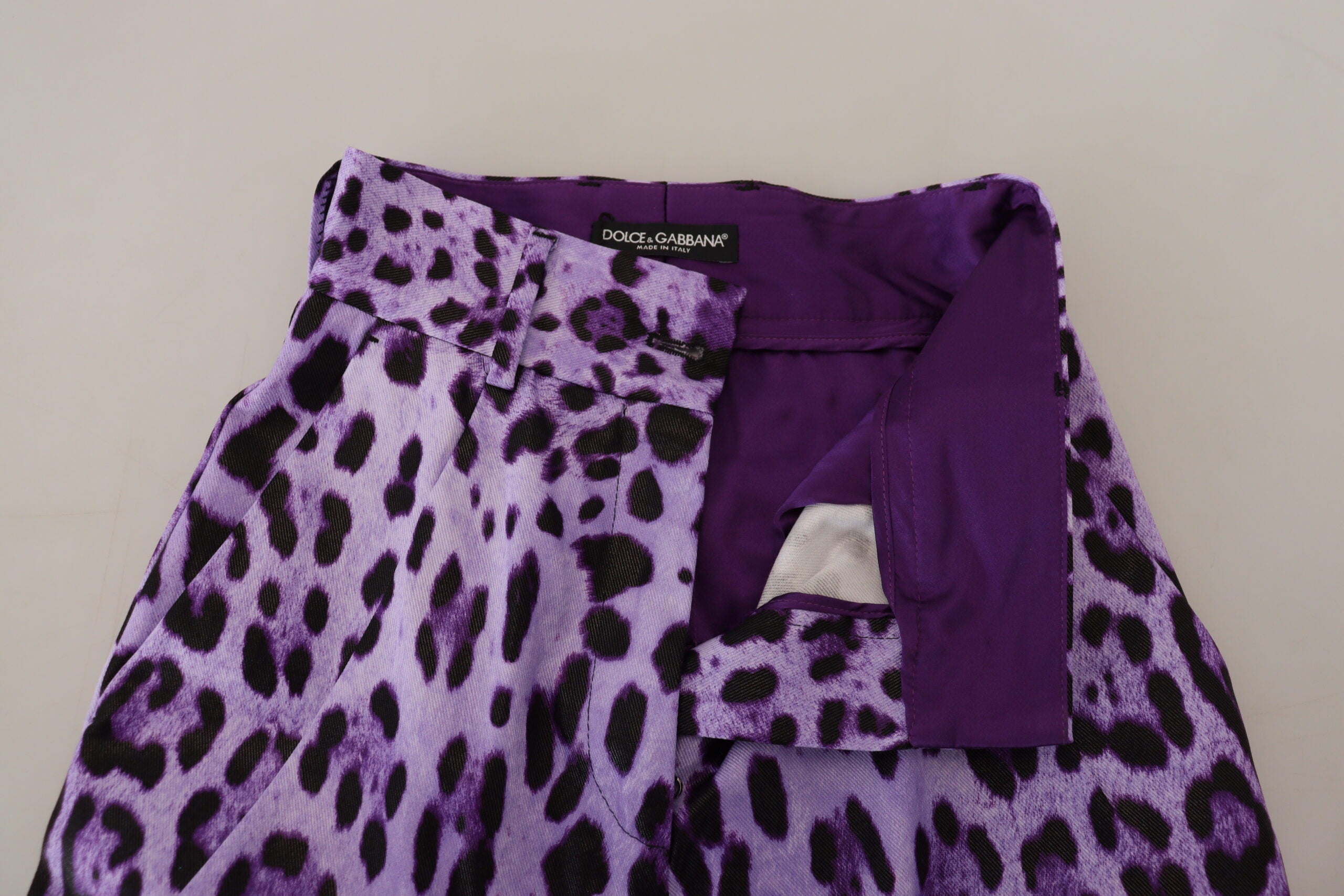 Dolce & Gabbana Lila Leopard Print High-Waisted Trousers-4