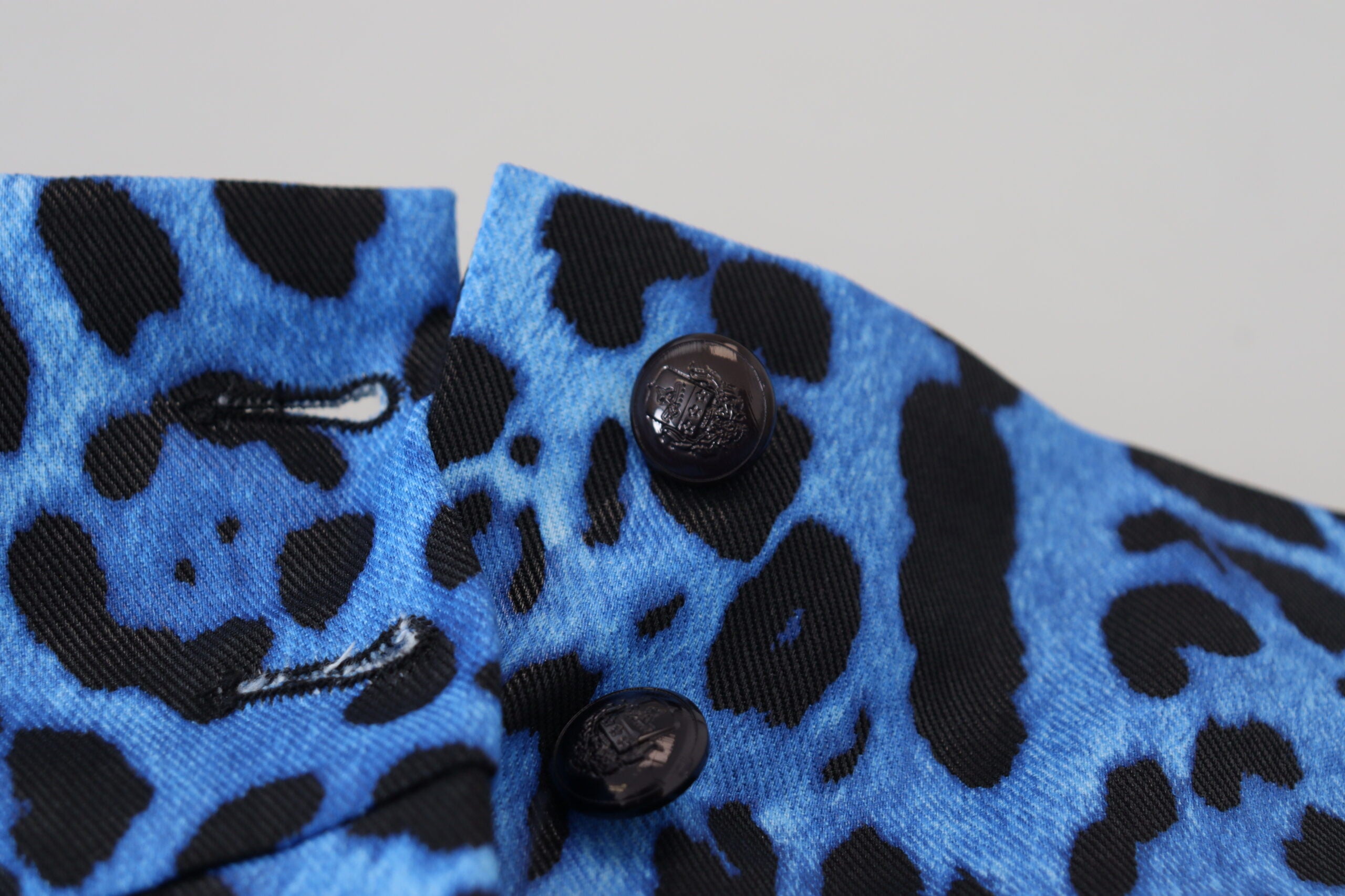 Dolce & Gabbana Blaue Hose mit Leopardenmuster und hoher Taille-5