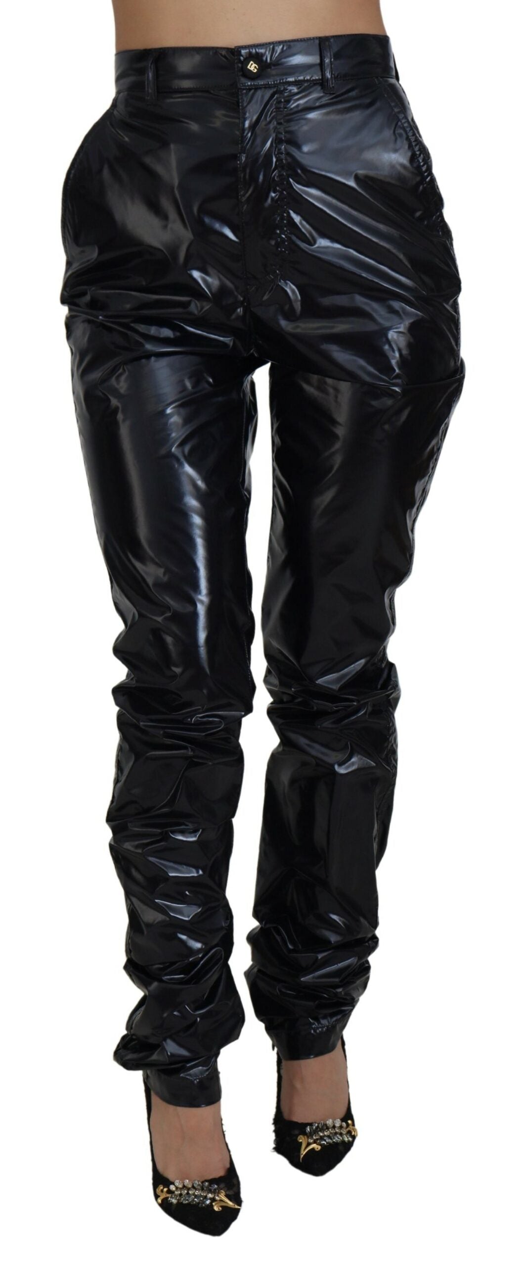 Dolce & Gabbana Black High-Waisted Skinny Nylon Trousers-1