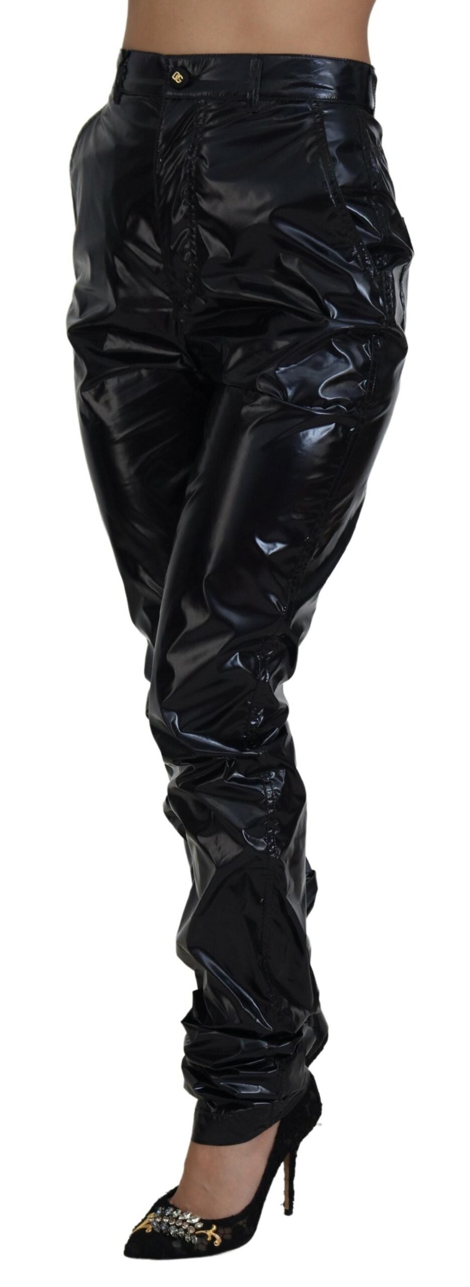 Dolce & Gabbana Black High-Waisted Skinny Nylon Trousers-2