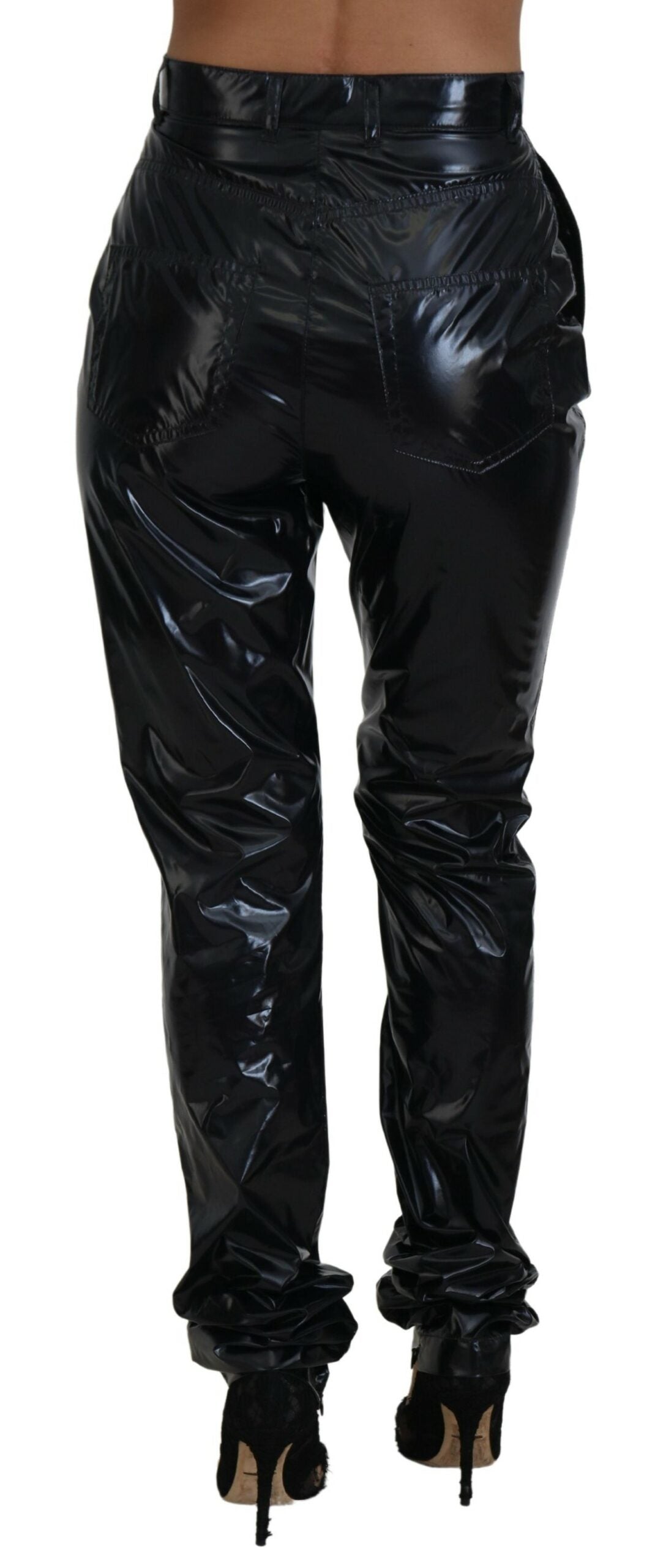 Dolce & Gabbana Black High-Waisted Skinny Nylon Trousers-3