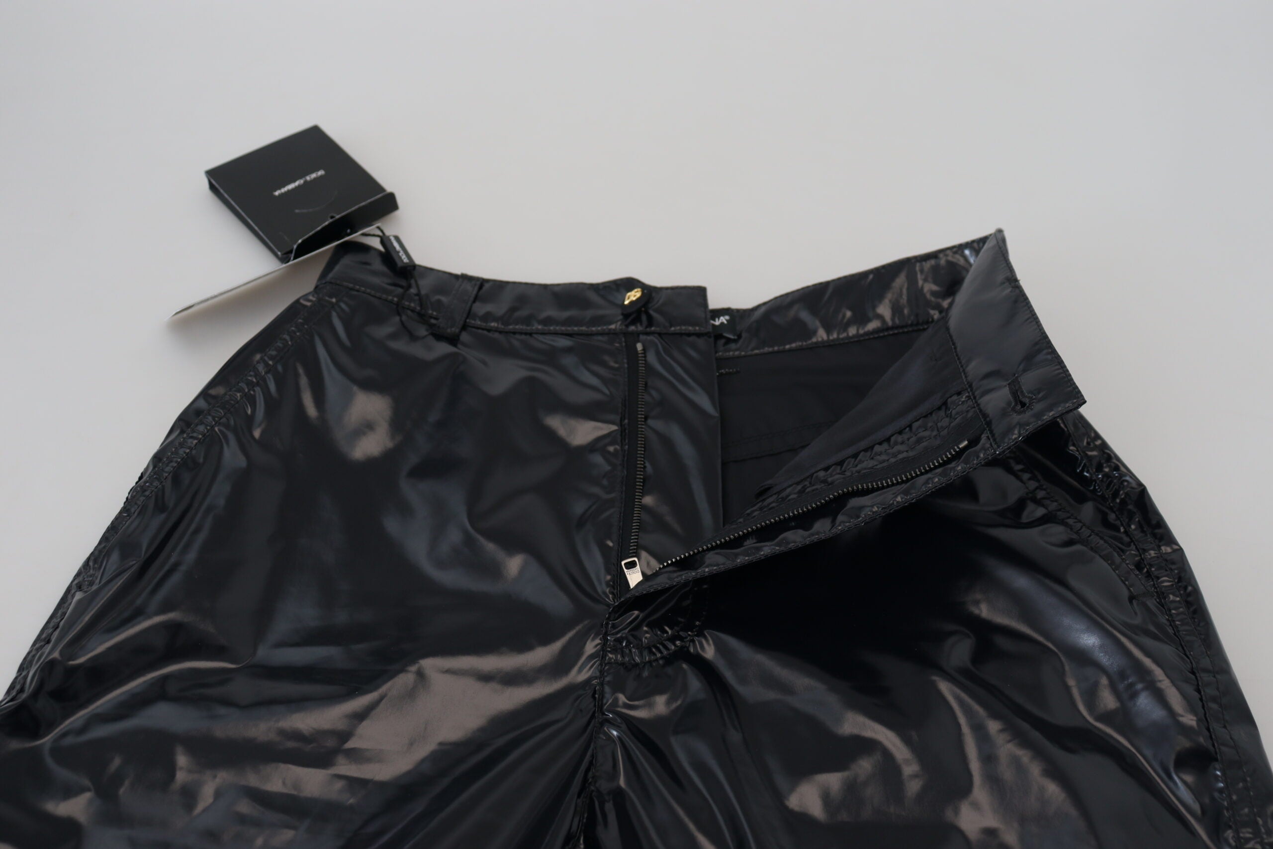 Dolce & Gabbana Black High-Waisted Skinny Nylon Trousers-4