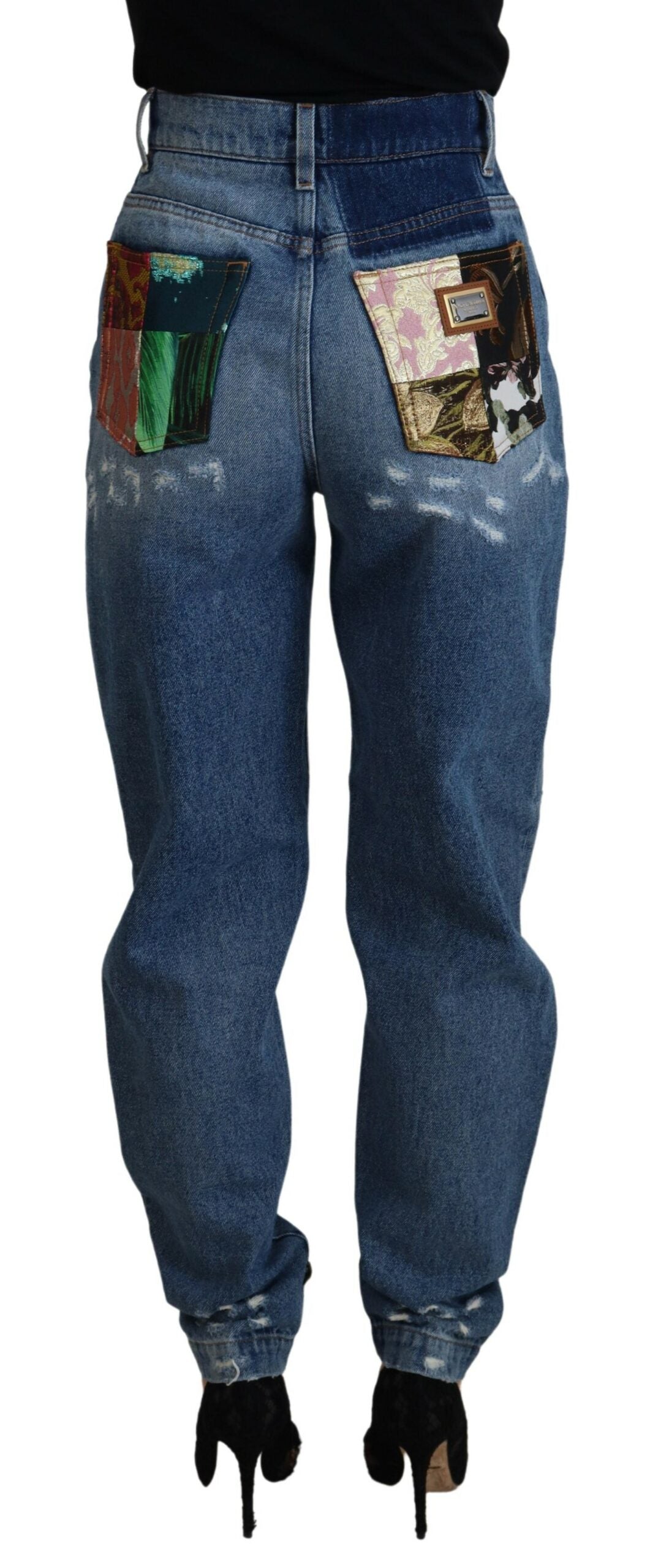 Dolce & Gabbana Blue distressed skinny denim jeans made of cotton-3