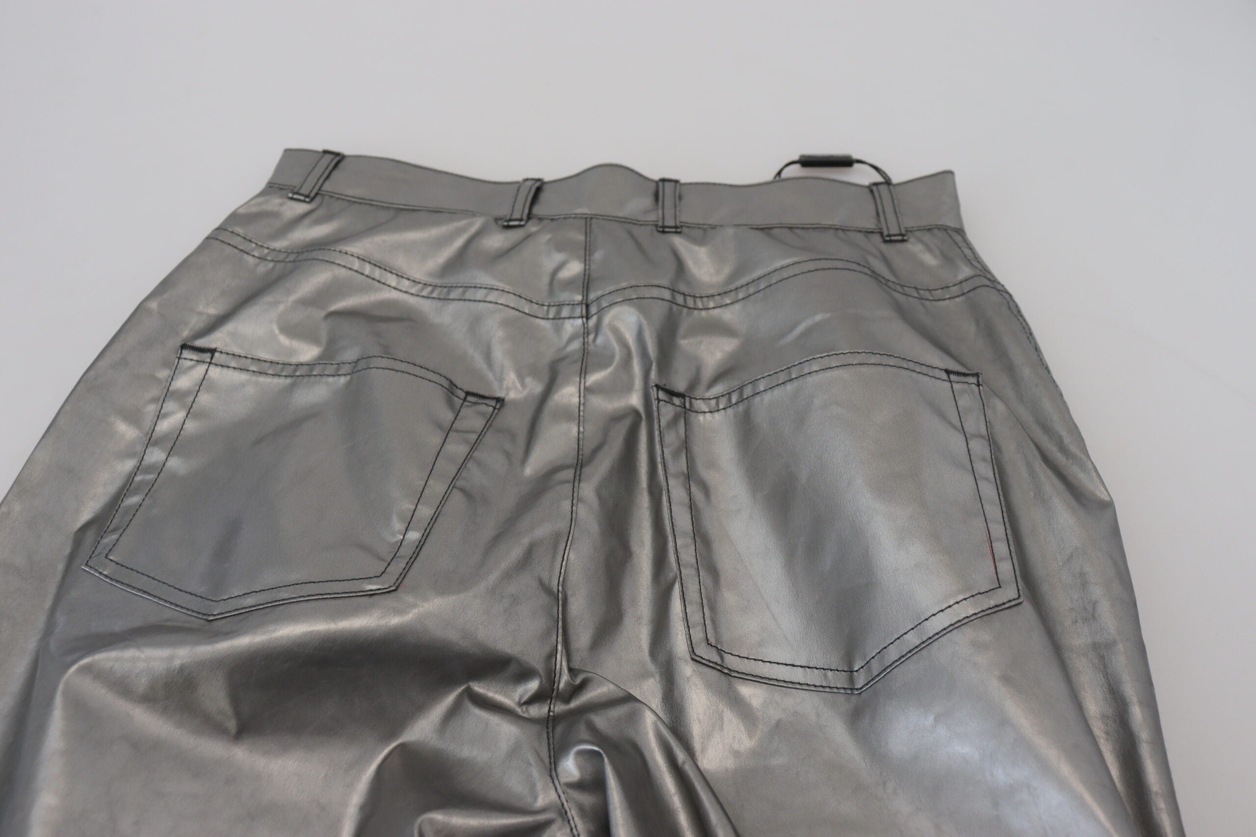 Pantalones ajustados de cintura alta en color plata metalizada de Dolce & Gabbana-6
