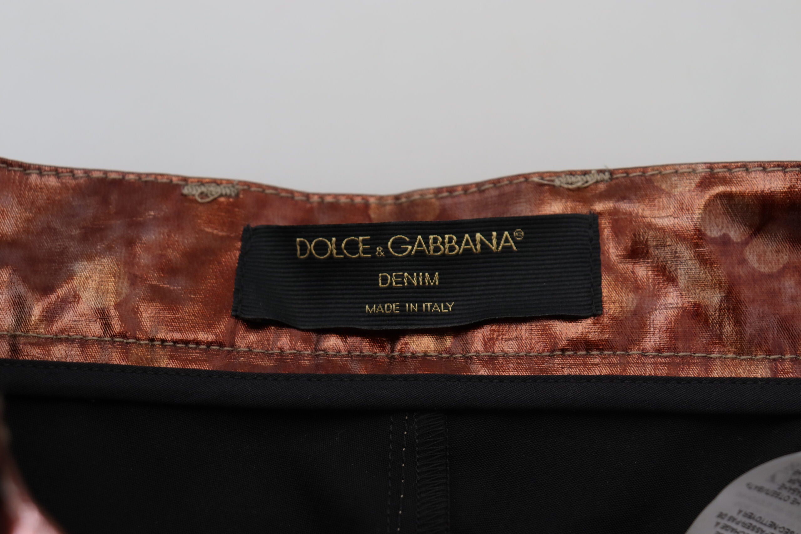 Dolce & Gabbana Metallisch bronzefarbene Skinny Jeans mit hoher Taille-6