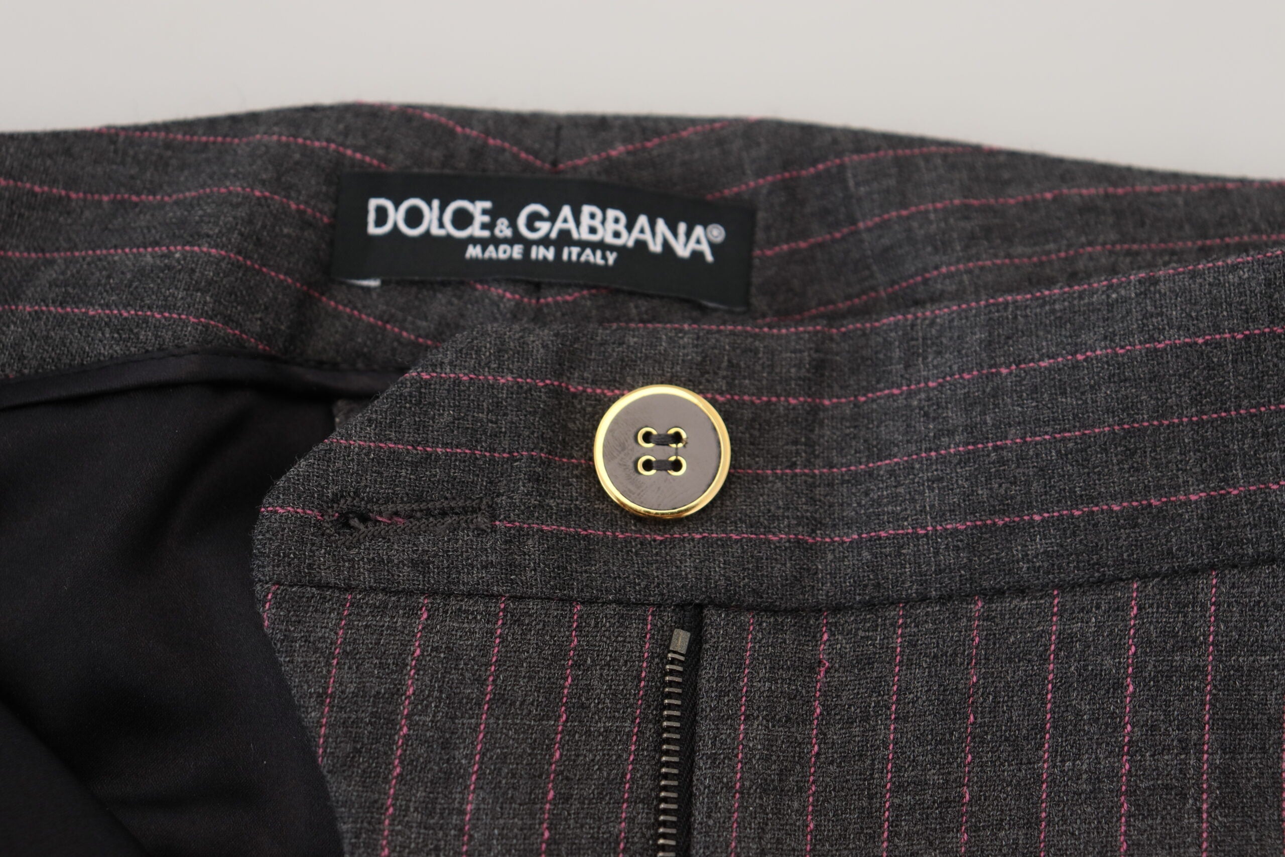 Dolce & Gabbana Grey Striped Wool Tapered Women's Trousers-5