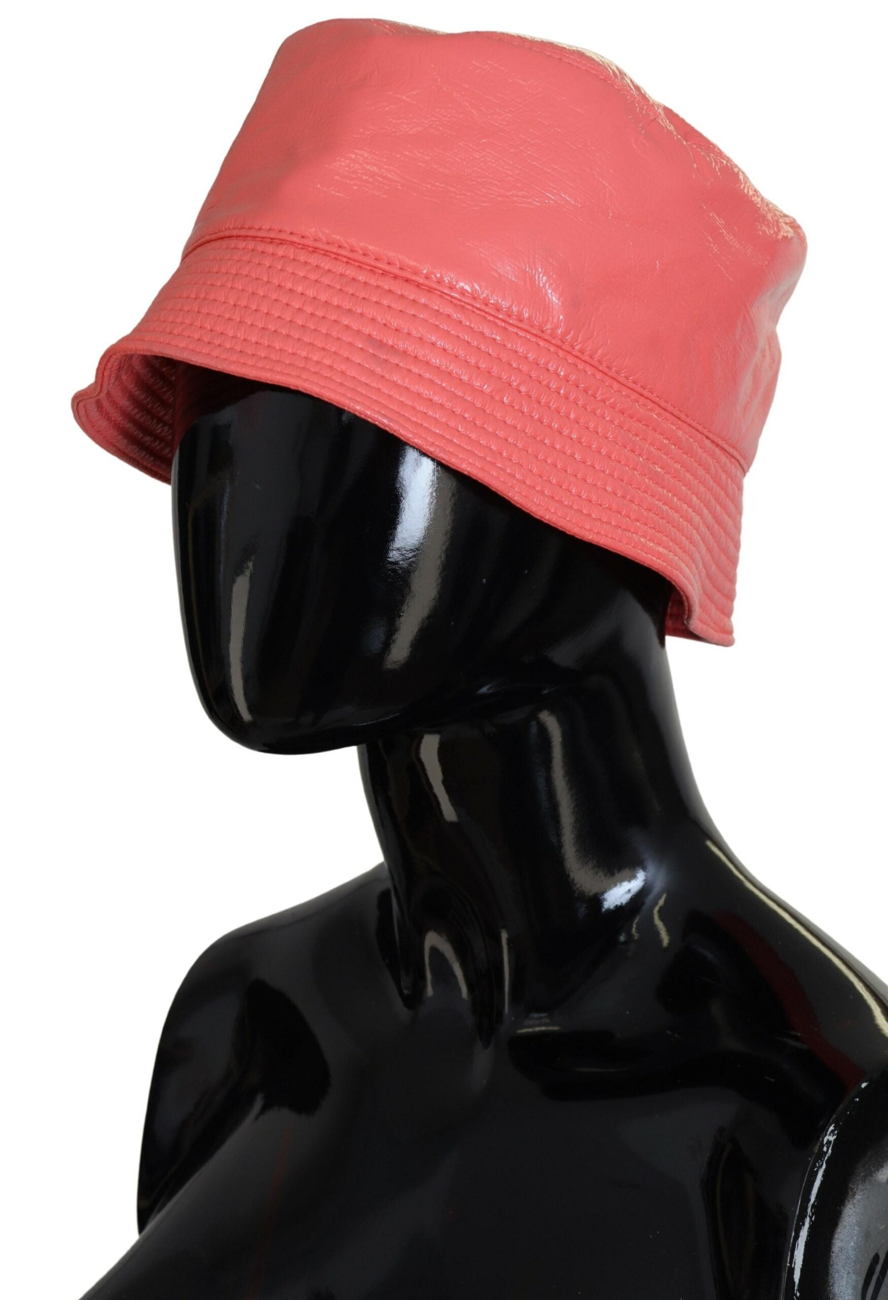 Dolce & Gabbana Peach Quilted Faux Leather Women's Bucket Cap Hat-2