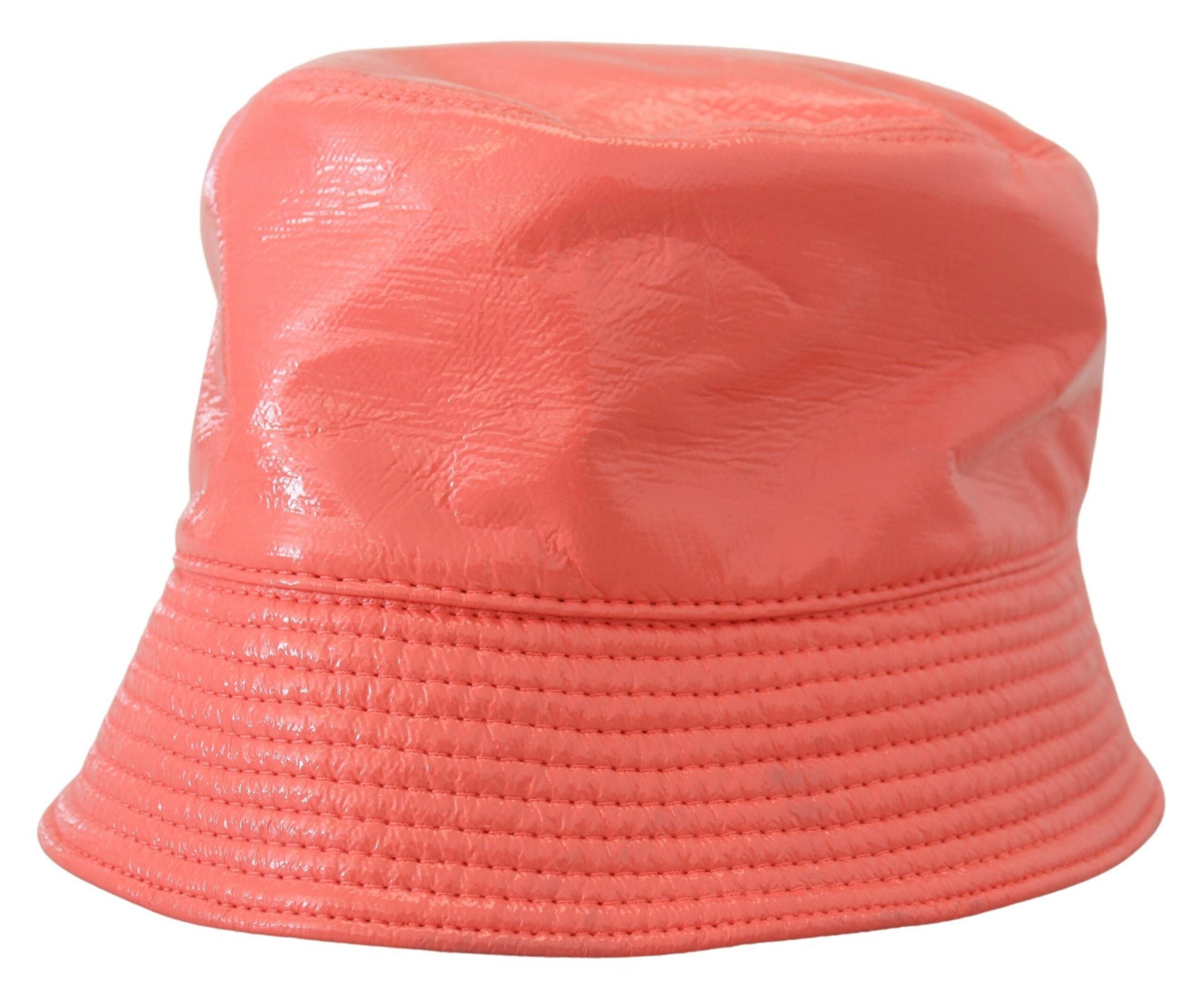Dolce & Gabbana Peach Quilted Faux Leather Women's Bucket Cap Hat-5