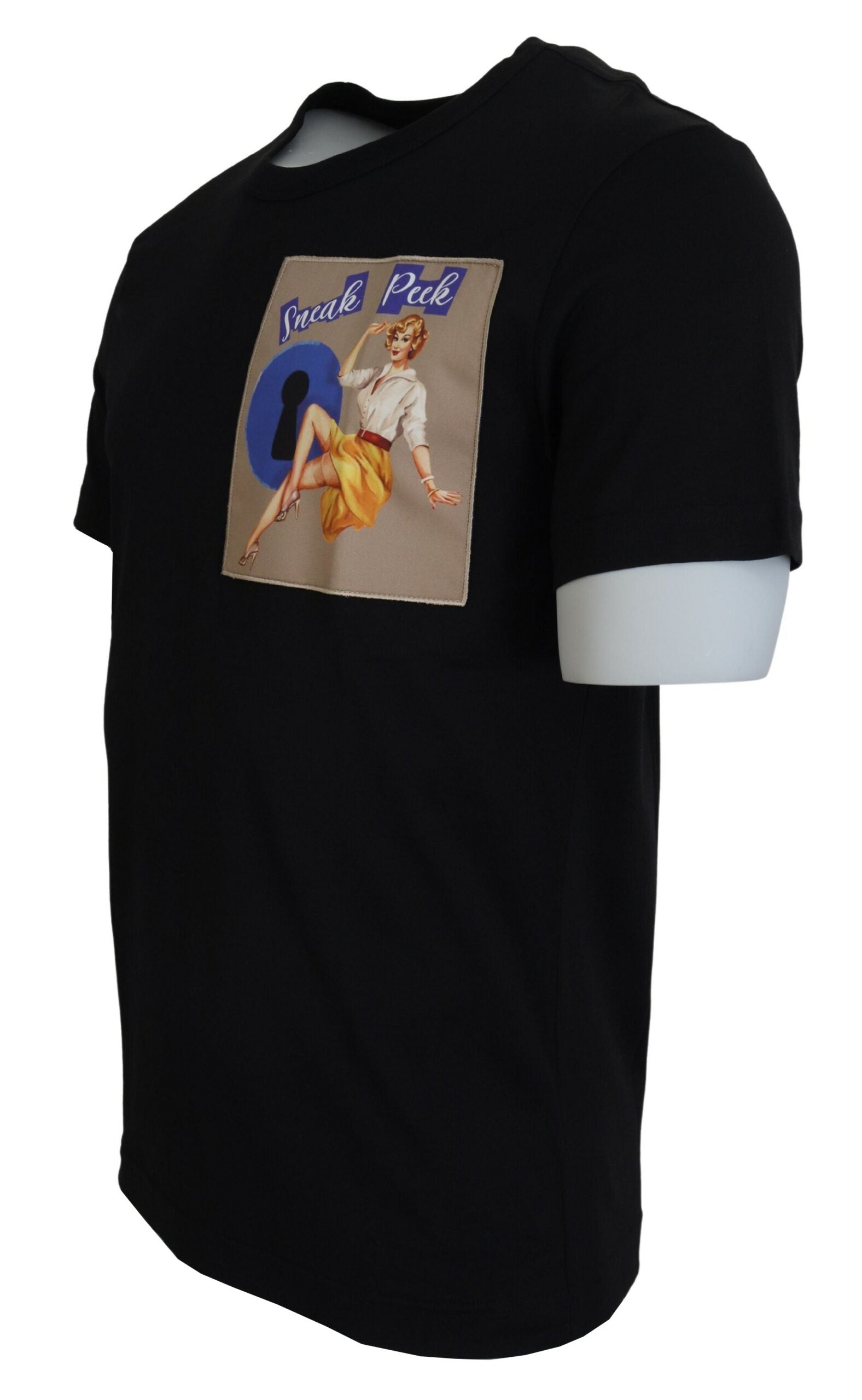Dolce & Gabbana Schwarzes Sneak Peek Baumwoll-T-Shirt mit kurzen Ärmeln-2