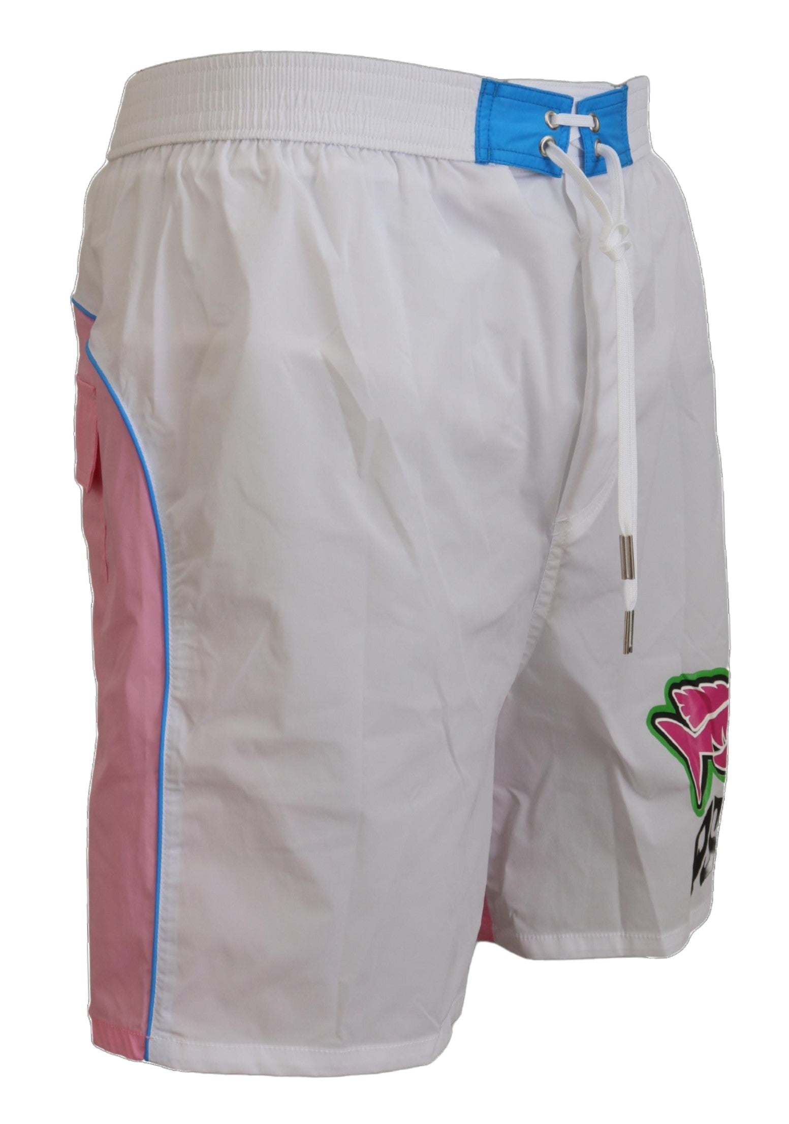 Dsquared² White Pink Logo Print Men's Beachwear Shorts Swimwear-2