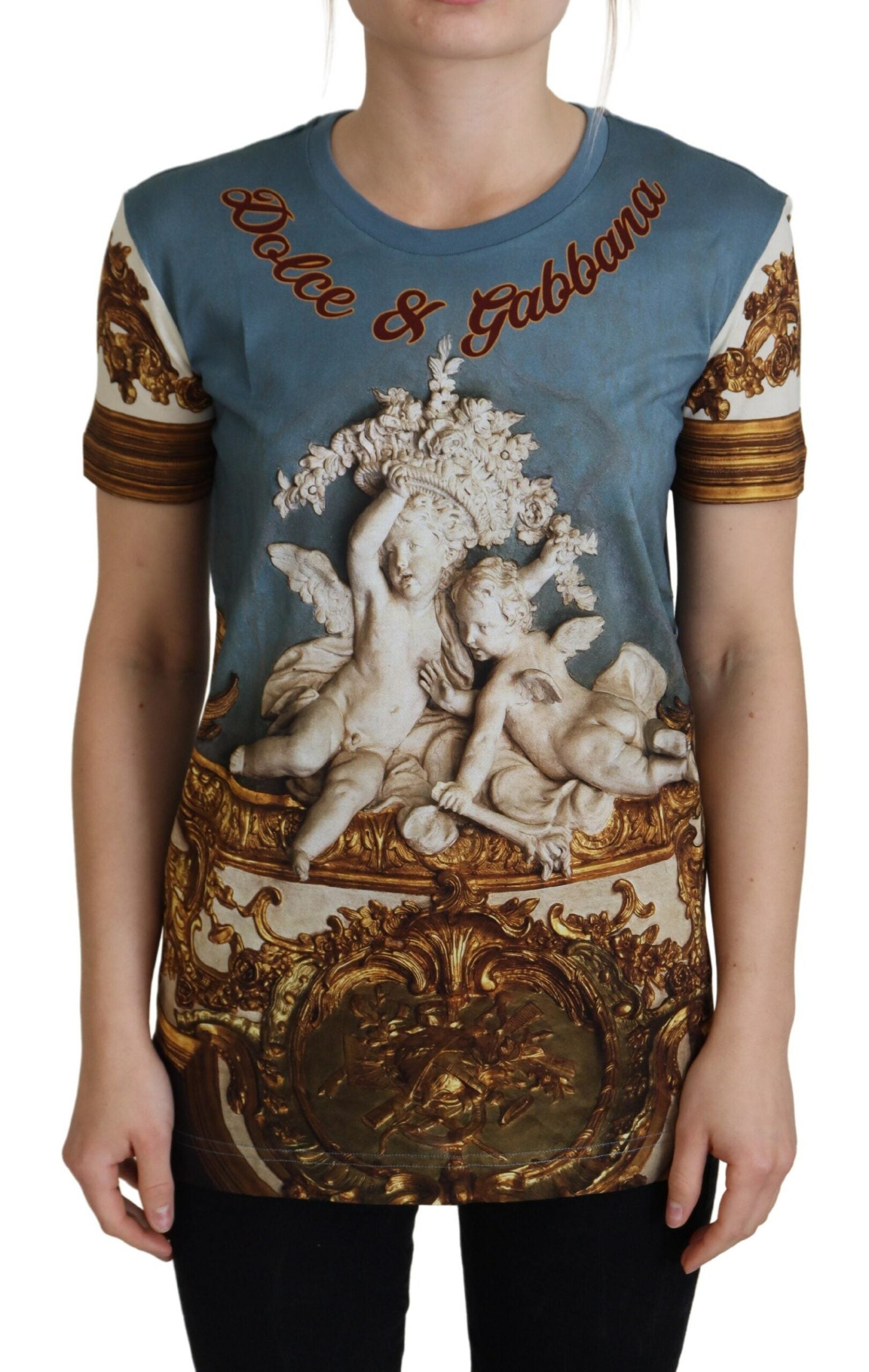 Dolce & Gabbana Multicolor DG Logo Angel Printed Shirt Top-1
