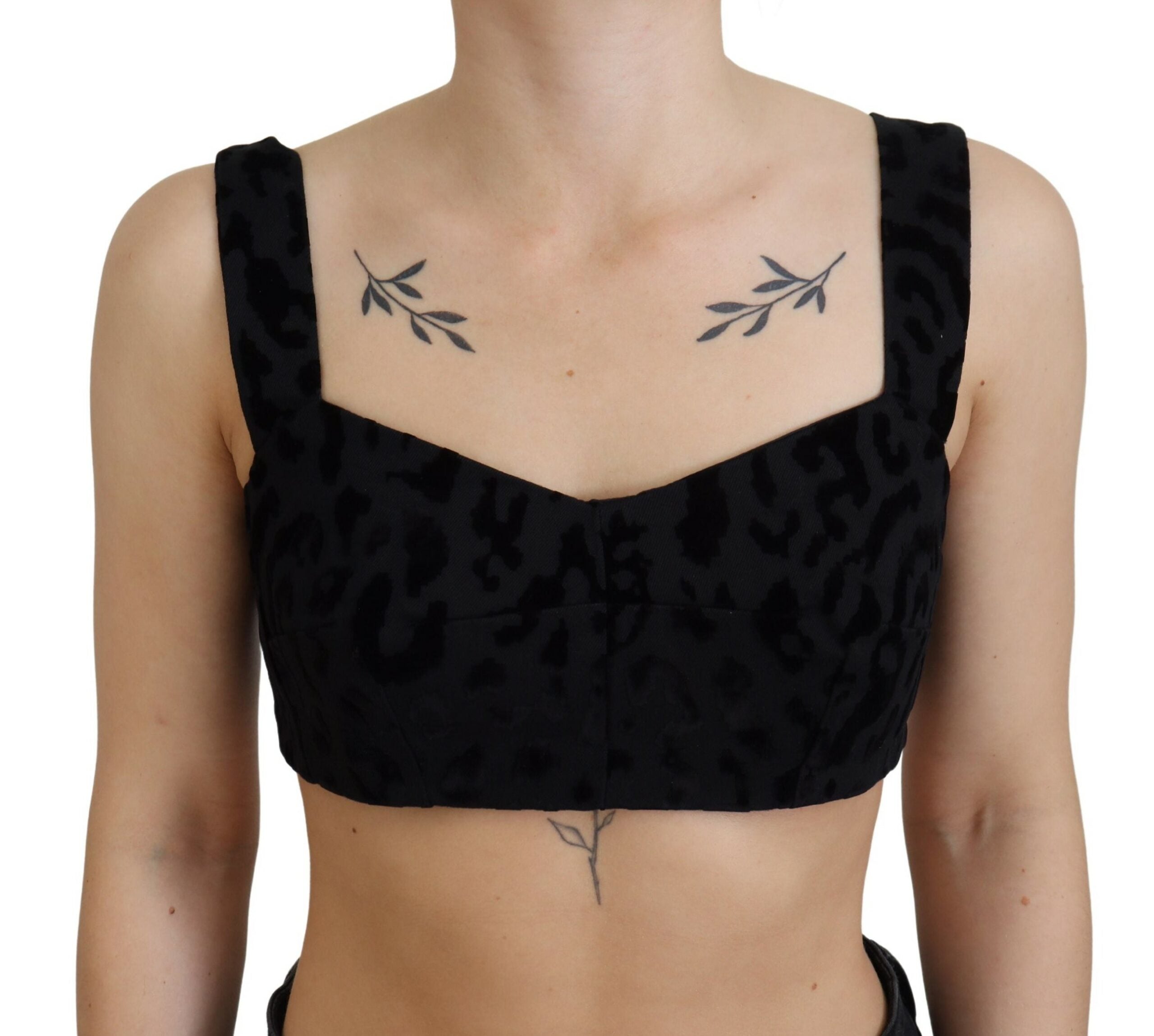Dolce & Gabbana Schwarzer Leopard Beschnittenes Bustier Korsett-BH Top-4