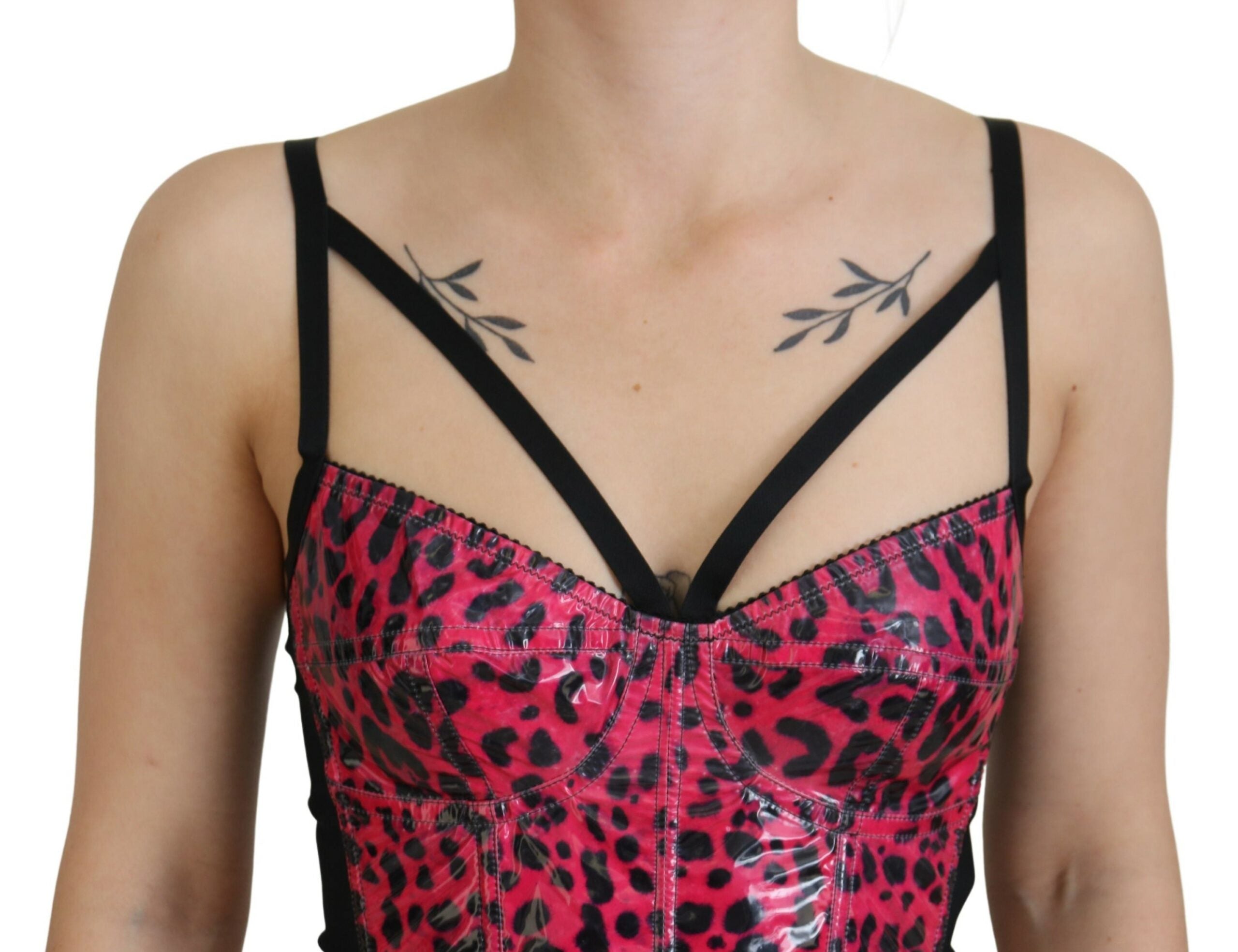 Dolce & Gabbana Pink Leopard Print Cropped Bustier Corset Top-4