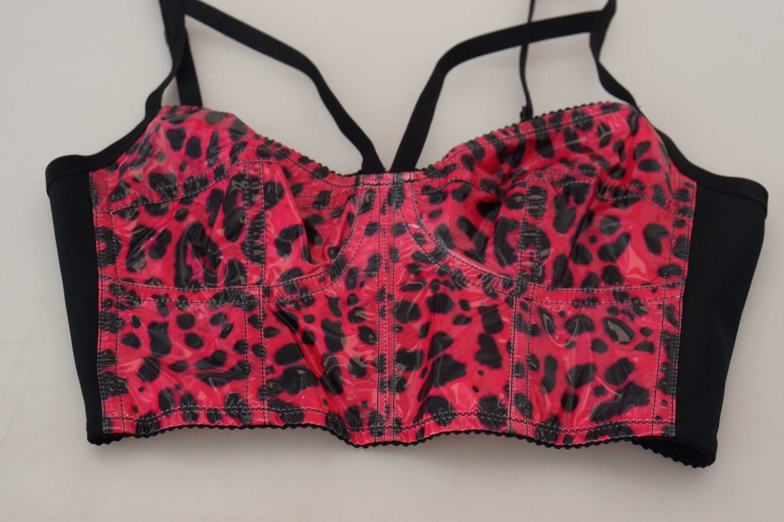 Dolce & Gabbana Pink Leopard Print Cropped Bustier Corset Top-5