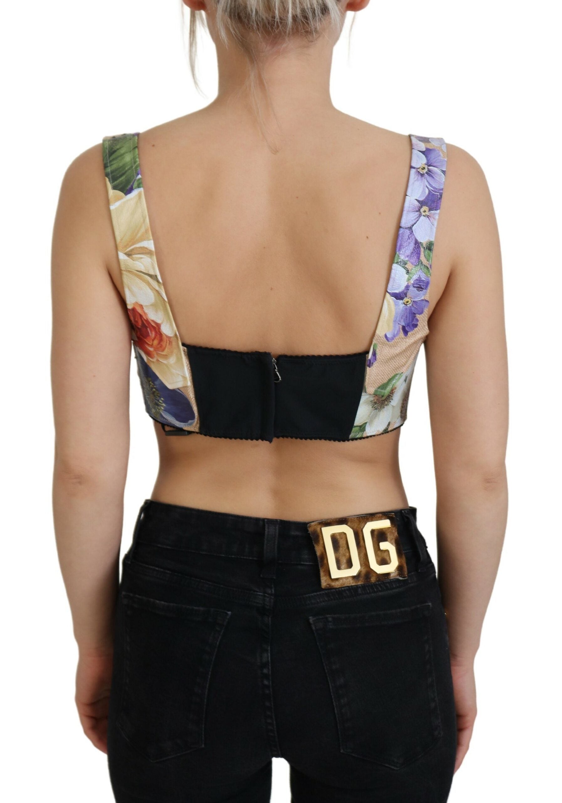 Dolce & Gabbana Multicolor Floral Cropped Bustier Korsett Top-3