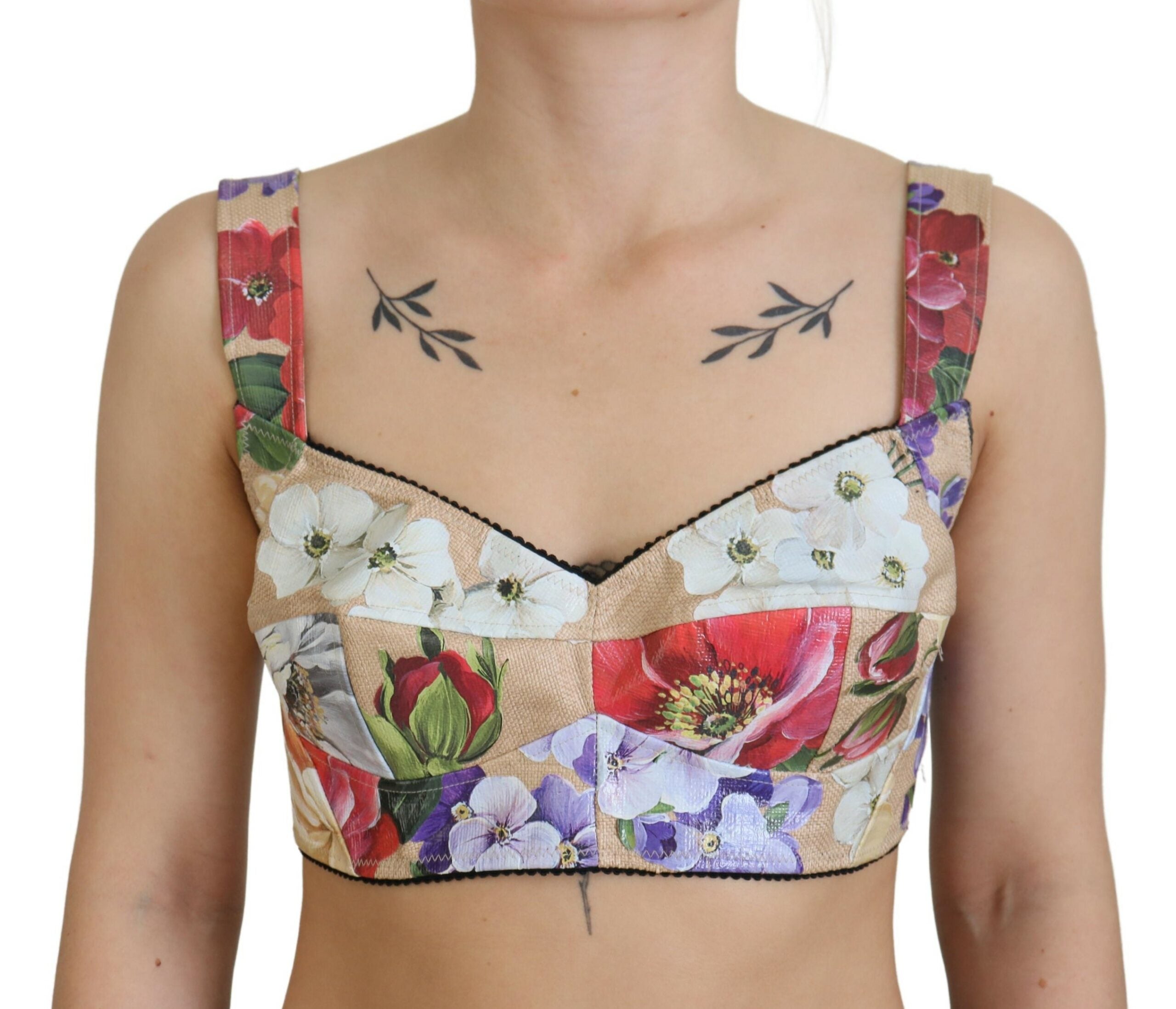 Dolce & Gabbana Multicolor Floral Cropped Bustier Korsett Top-4