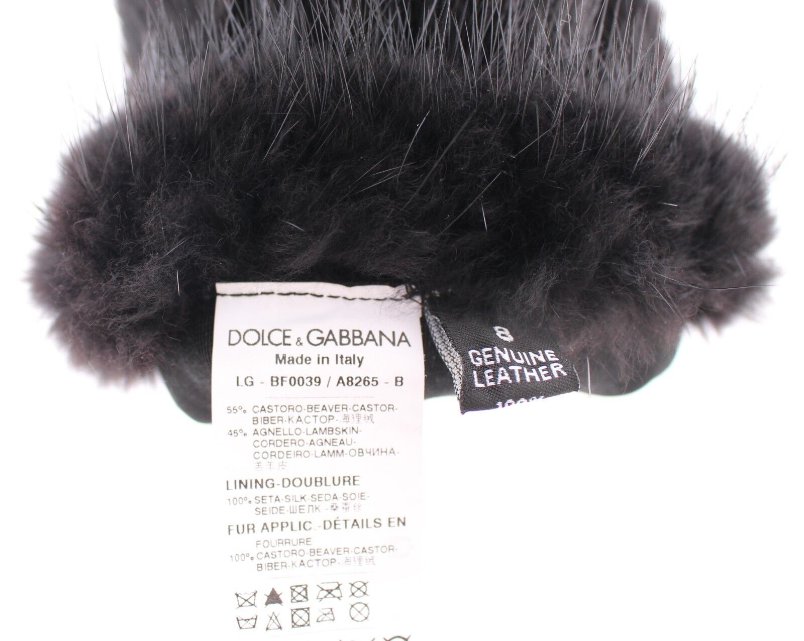 Dolce & Gabbana Black Beaver Fur Lambskin Leather Elbow Gloves-3