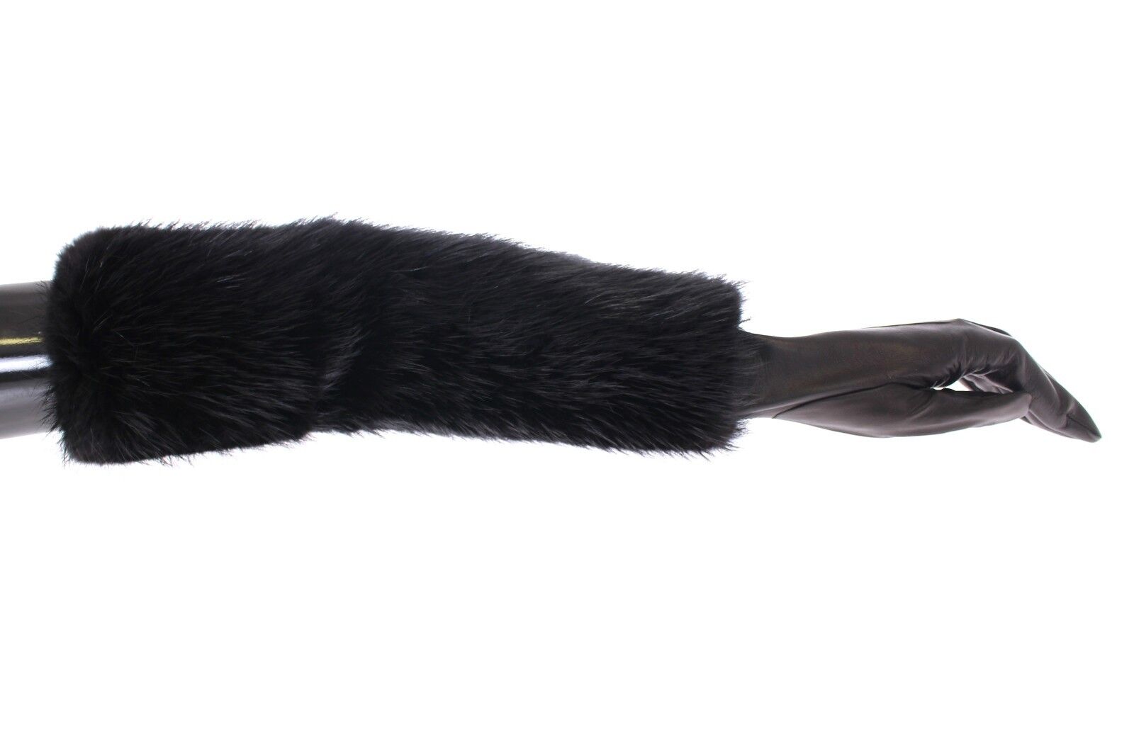 Dolce & Gabbana Black Beaver Fur Lambskin Leather Elbow Gloves-4