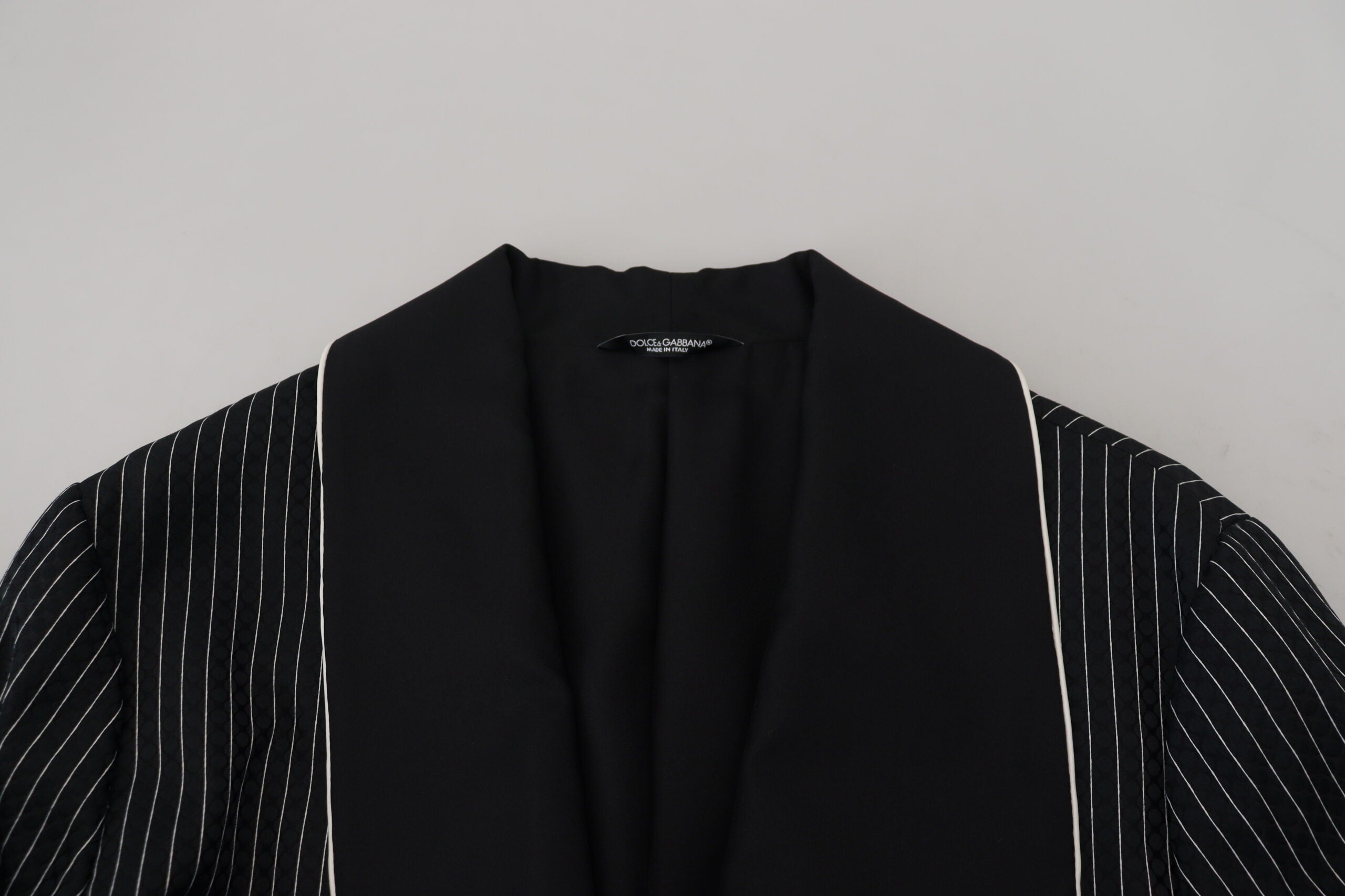Dolce & Gabbana Black Robe Striped DG Patch Jacket Men's Blazer-7