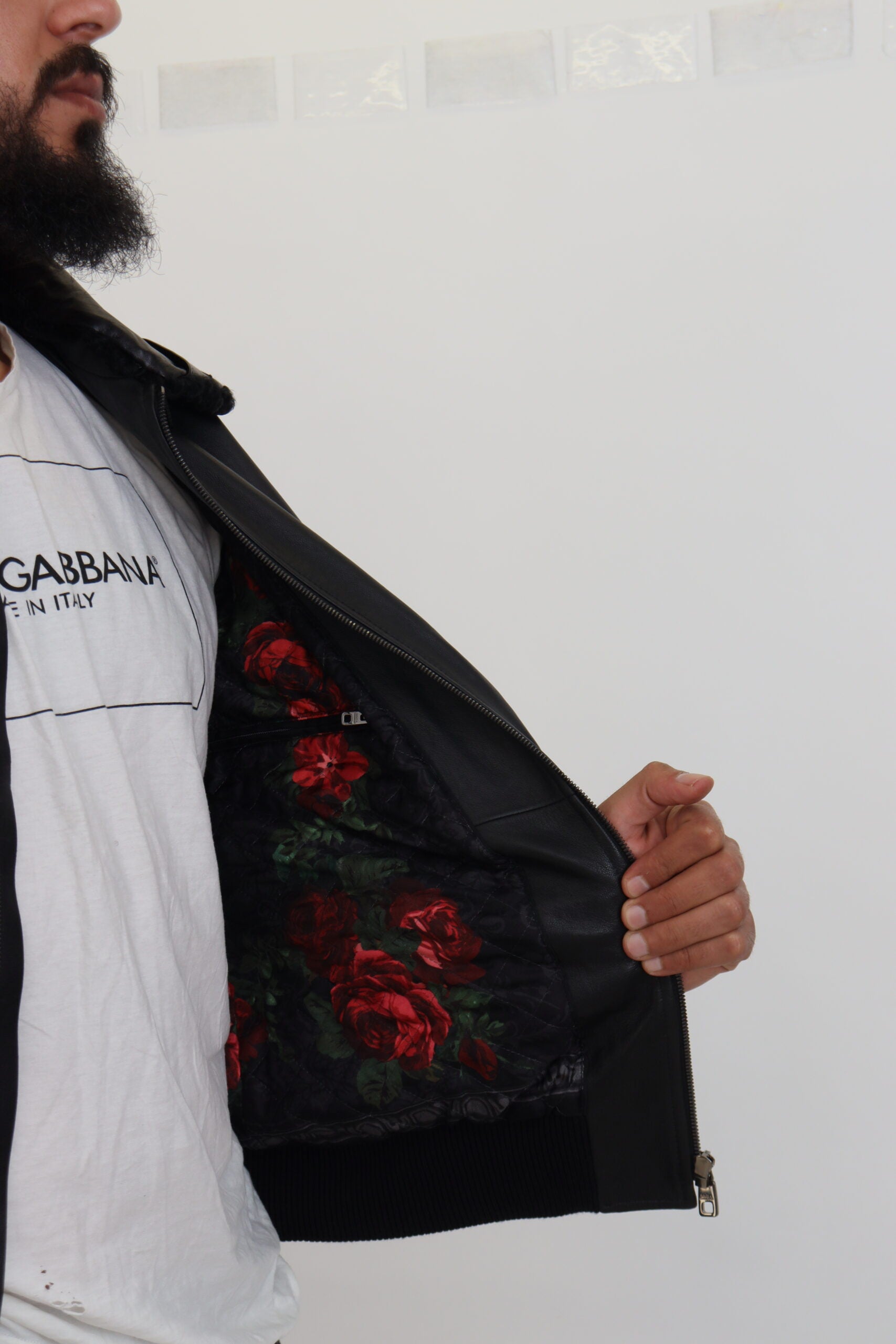 Dolce & Gabbana Black Lambskin Leather Collared Men's Coat Jacket-6