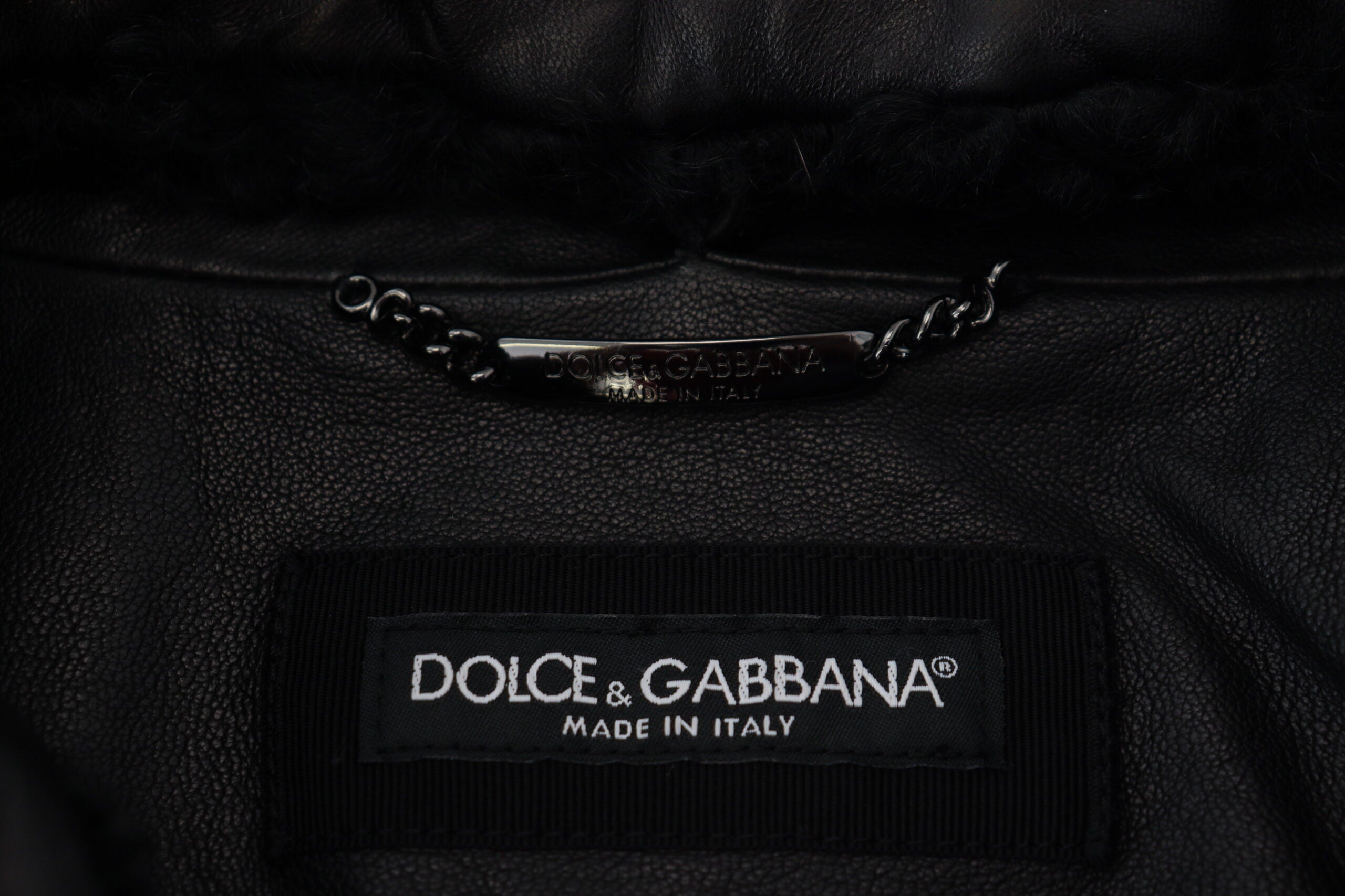 Dolce & Gabbana Black Lambskin Leather Collared Men's Coat Jacket-8