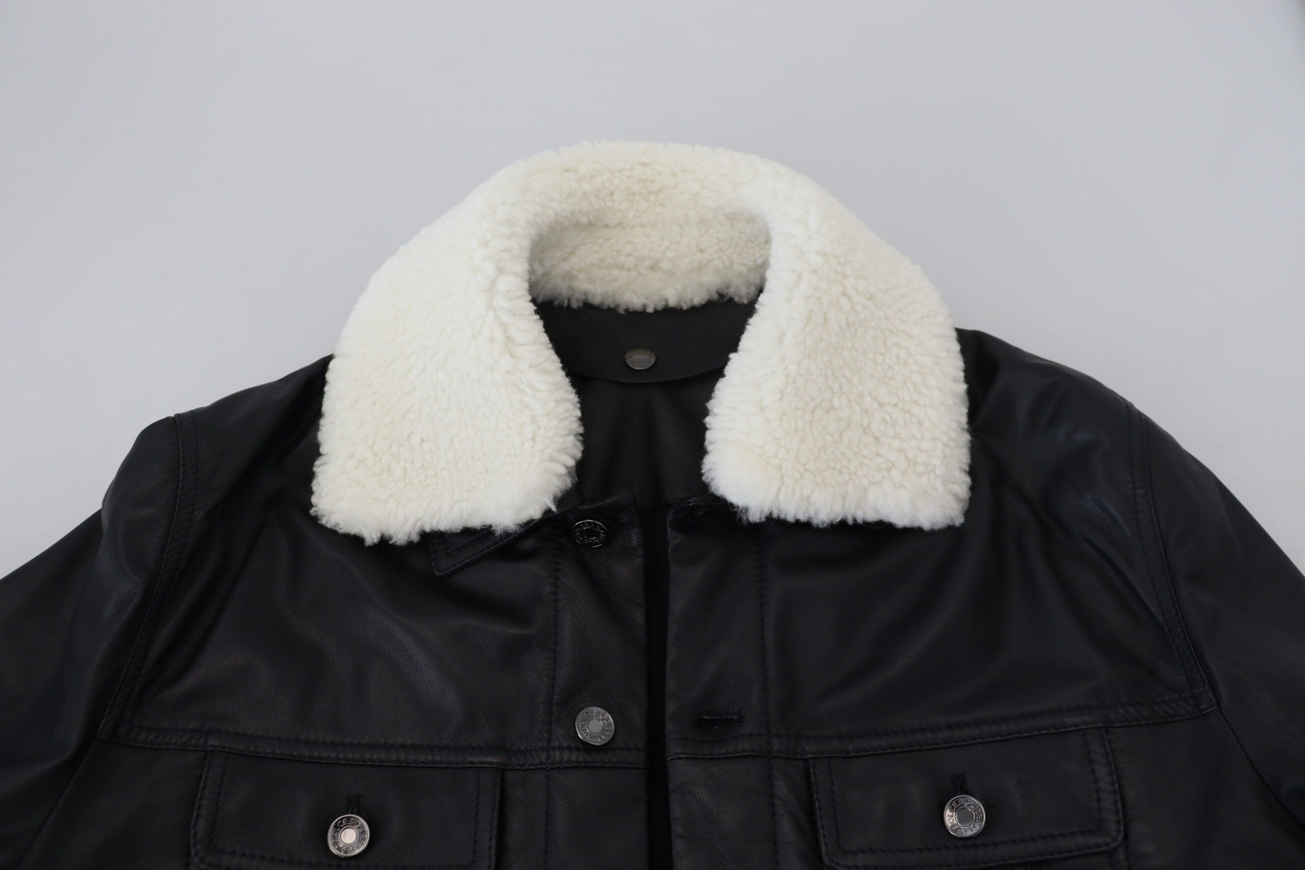 Dolce & Gabbana Black Lambskin Leather Collared Men's Coat Jacket-7