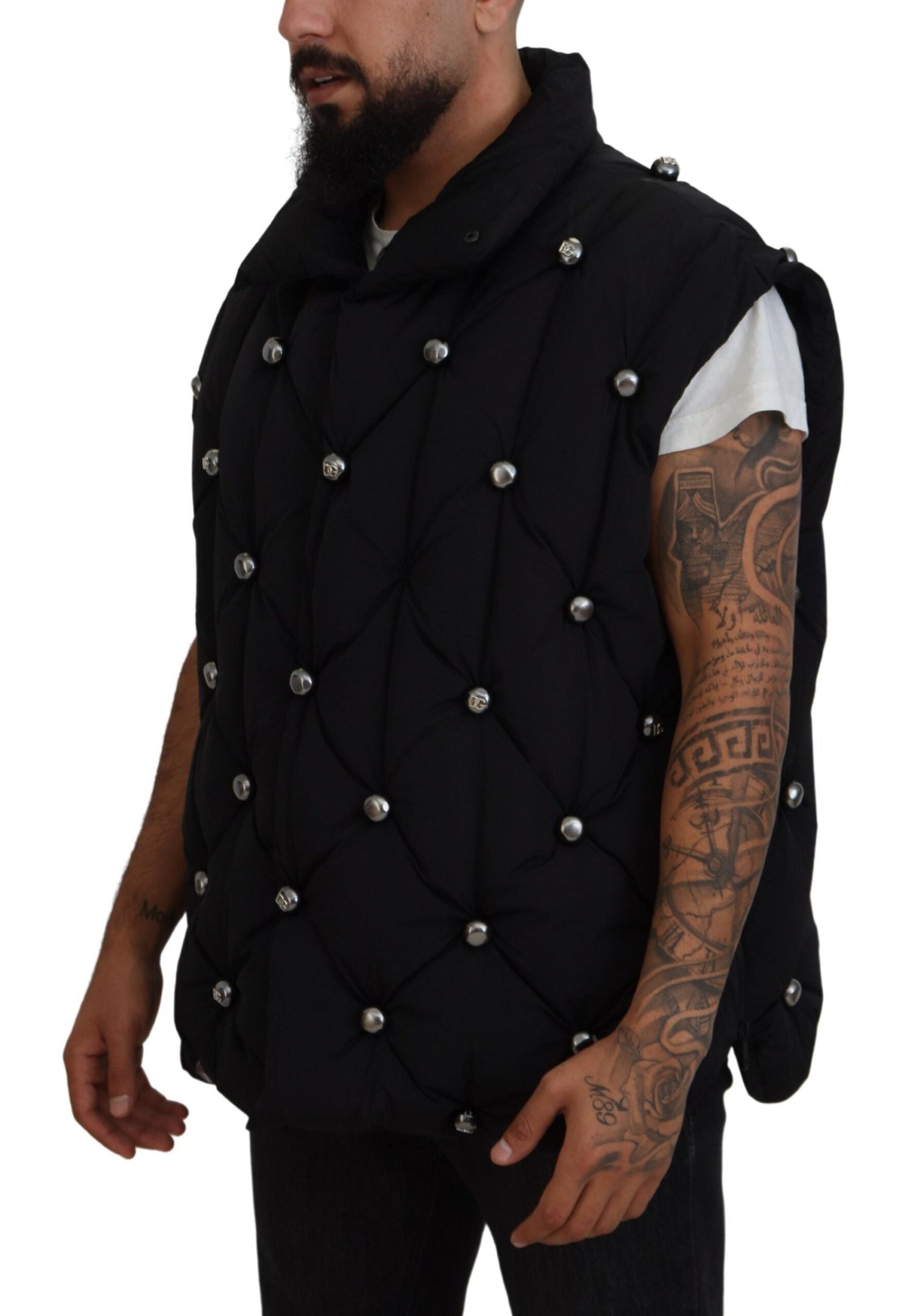 Dolce & Gabbana Black sleeveless DG jacket with metal embellishment-2