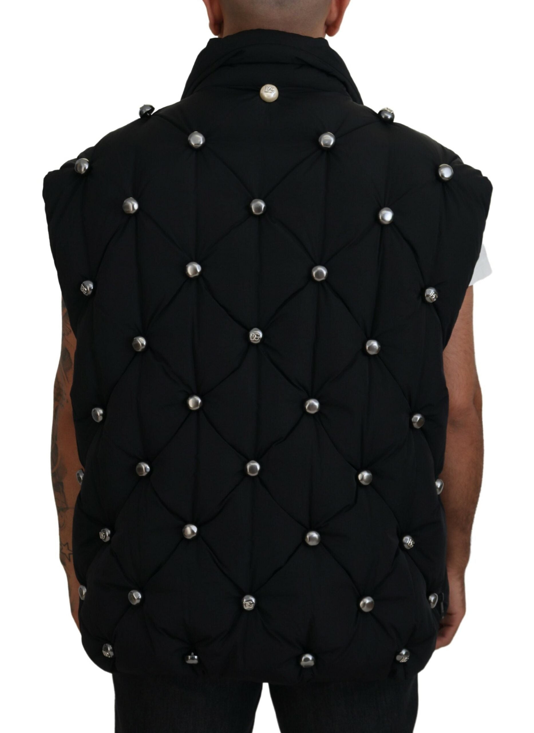 Dolce & Gabbana Black sleeveless DG jacket with metal embellishment-3