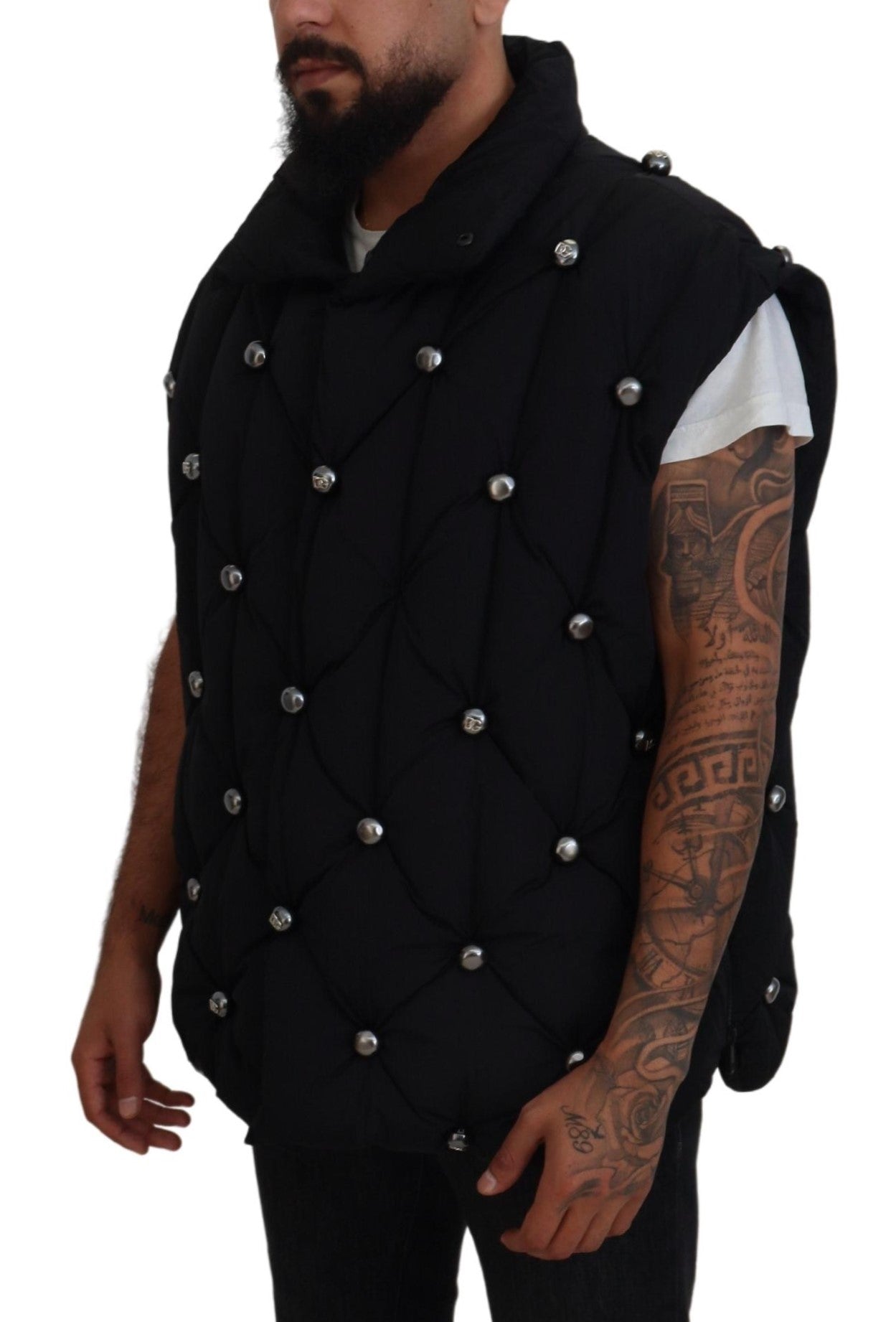Dolce & Gabbana Black sleeveless DG jacket with metal embellishment-5