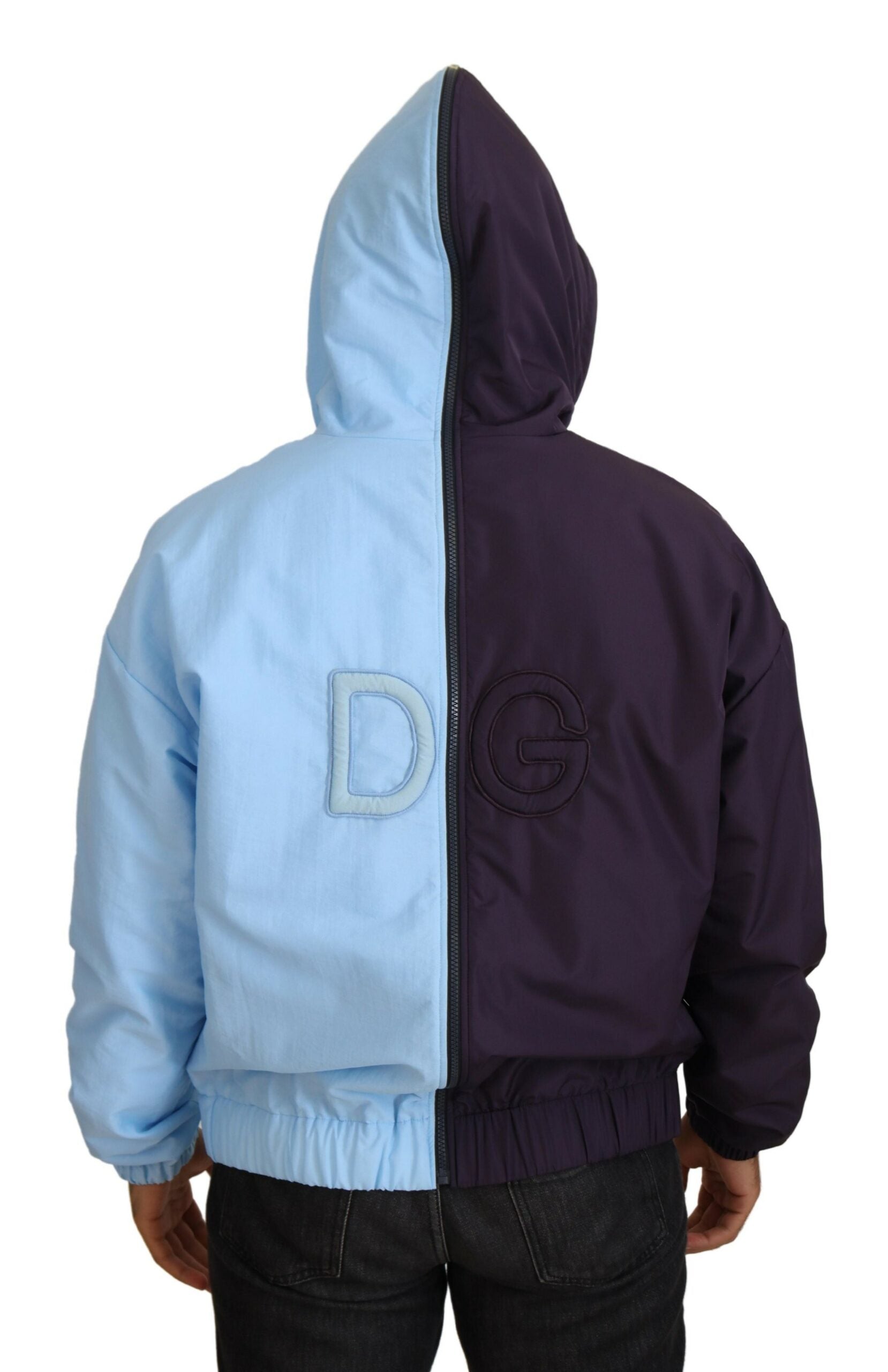 Dolce & Gabbana Black Blue DG Hooded Full Zip Men's Jacket-3