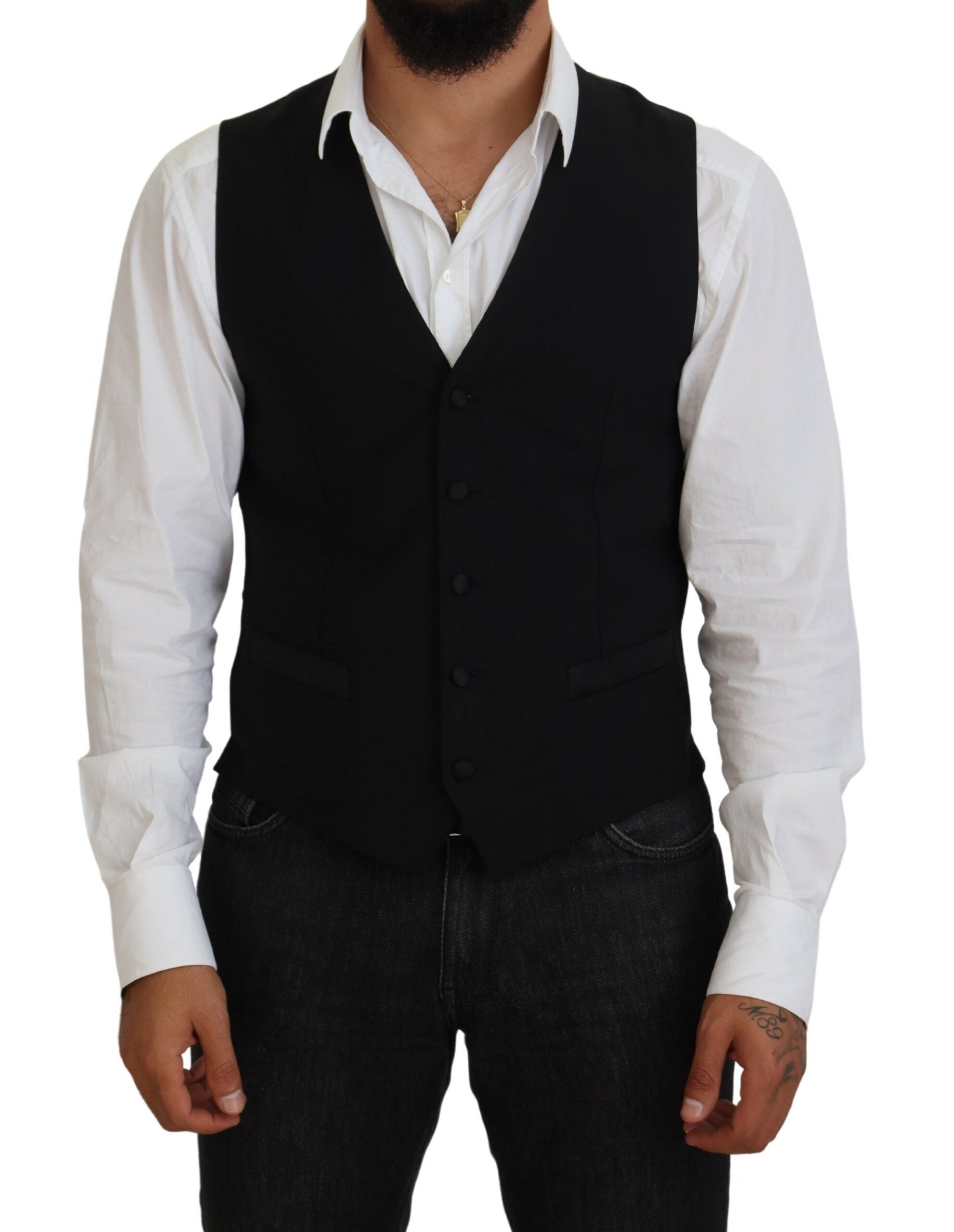 Dolce & Gabbana Schwarze Schurwollweste Formelle Weste-1