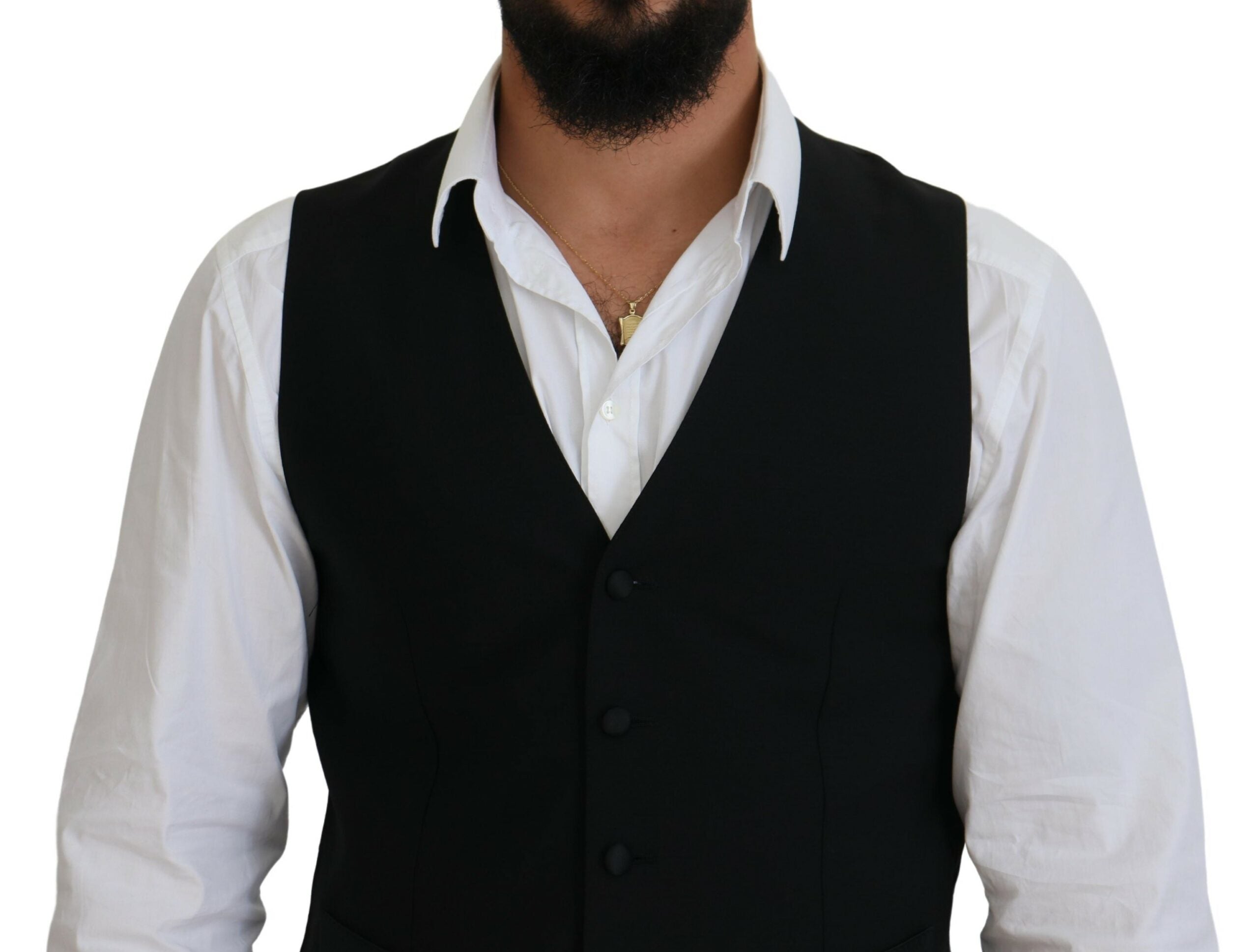 Dolce & Gabbana Schwarze Schurwollweste Formelle Weste-4