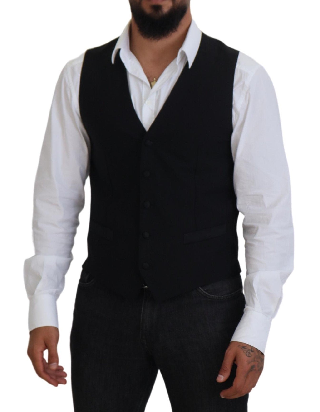 Dolce & Gabbana Schwarze Schurwollweste Formelle Weste-5