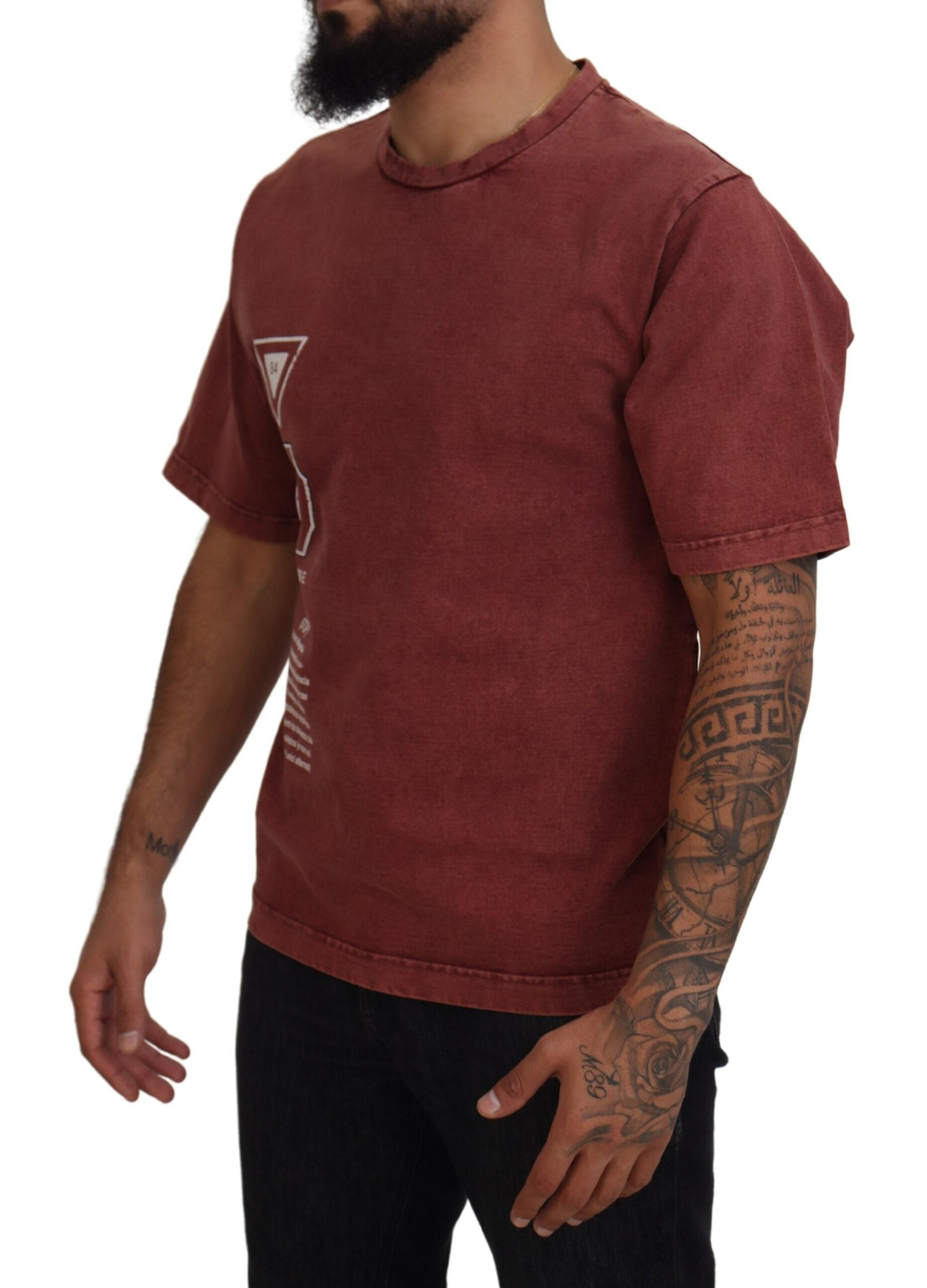 Dolce & Gabbana Maroon Print Crew Neck Short Sleeve T-Shirt-2