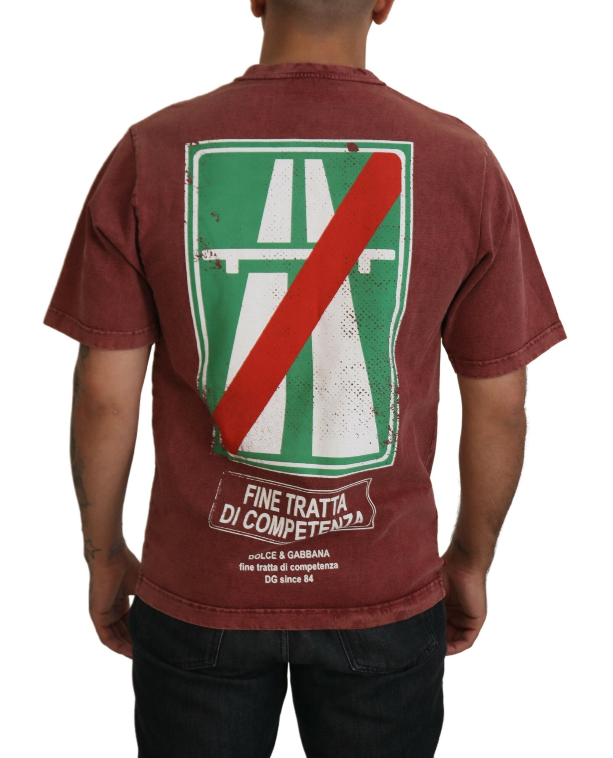 Dolce & Gabbana Maroon Print Crew Neck Short Sleeve T-Shirt-3