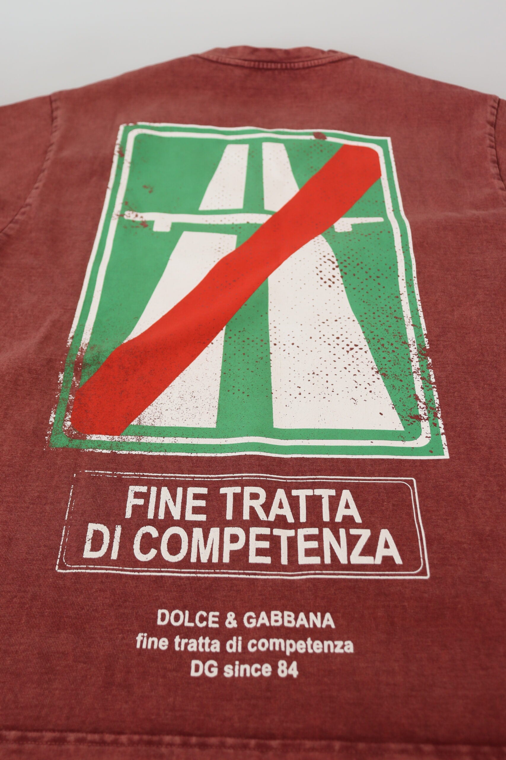 Dolce & Gabbana Maroon Print Crew Neck Short Sleeve T-Shirt-8