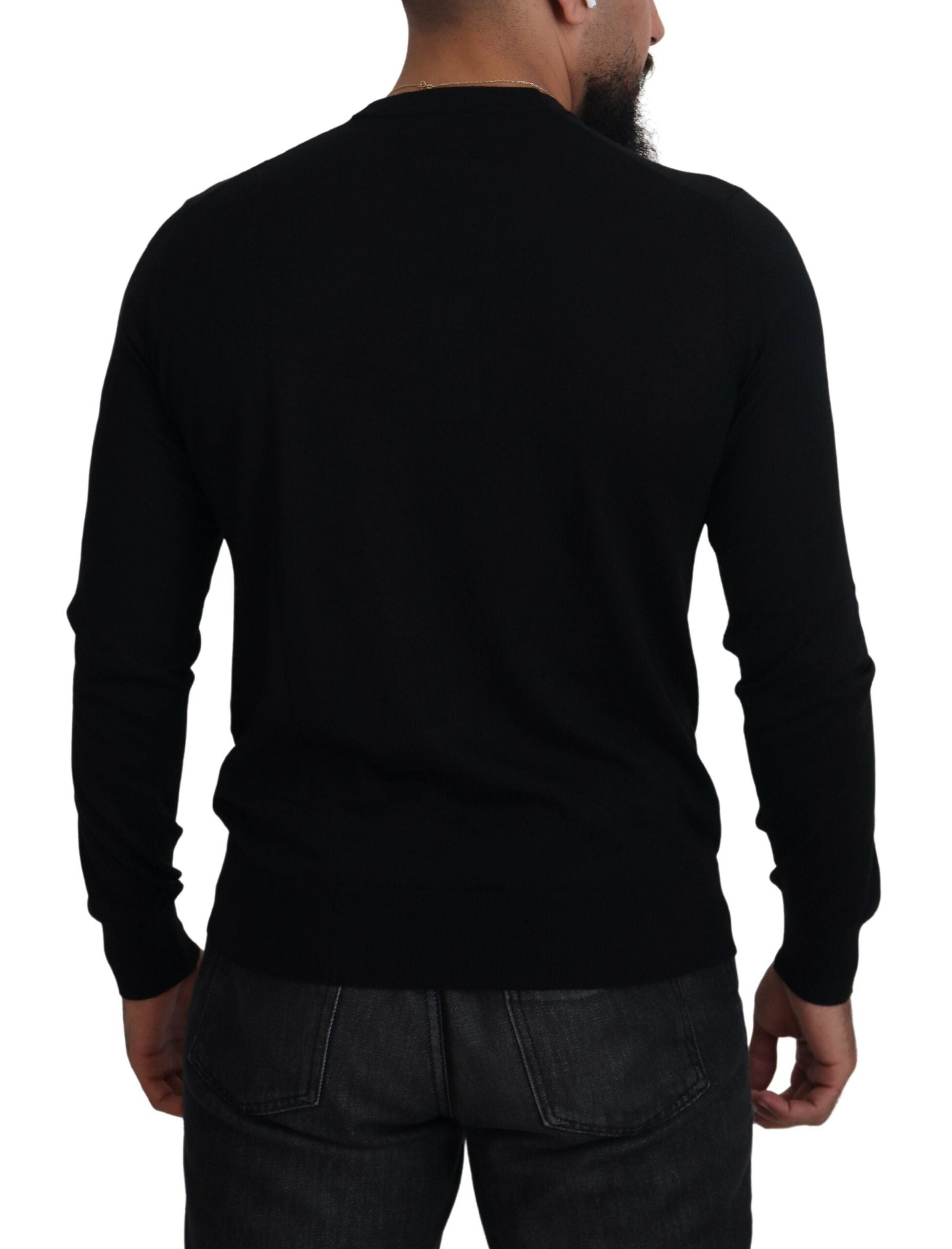 Dolce & Gabbana Black Cashmere Knit Sweater with Button Placket-3