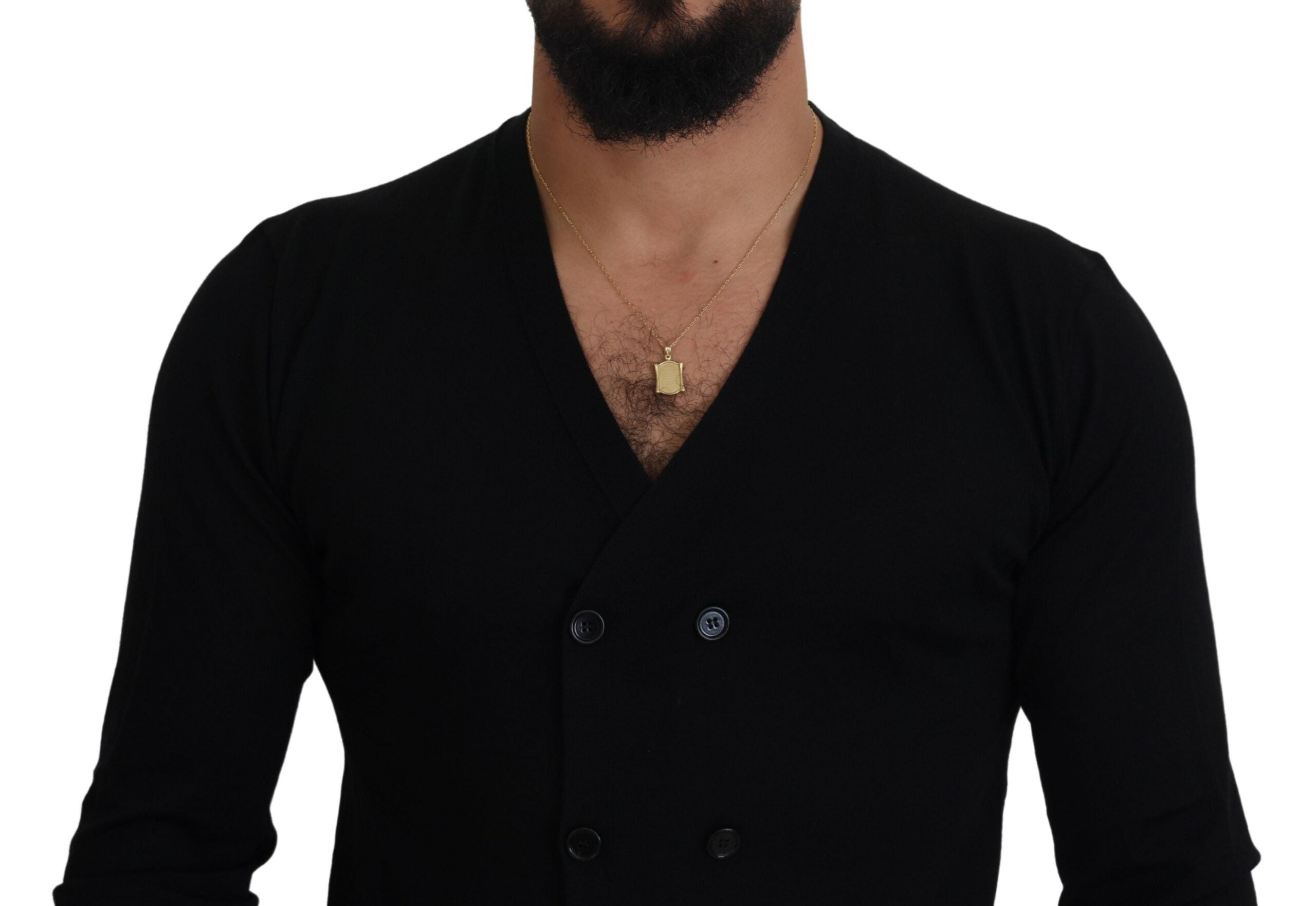 Dolce & Gabbana Black Cashmere Knit Sweater with Button Placket-4