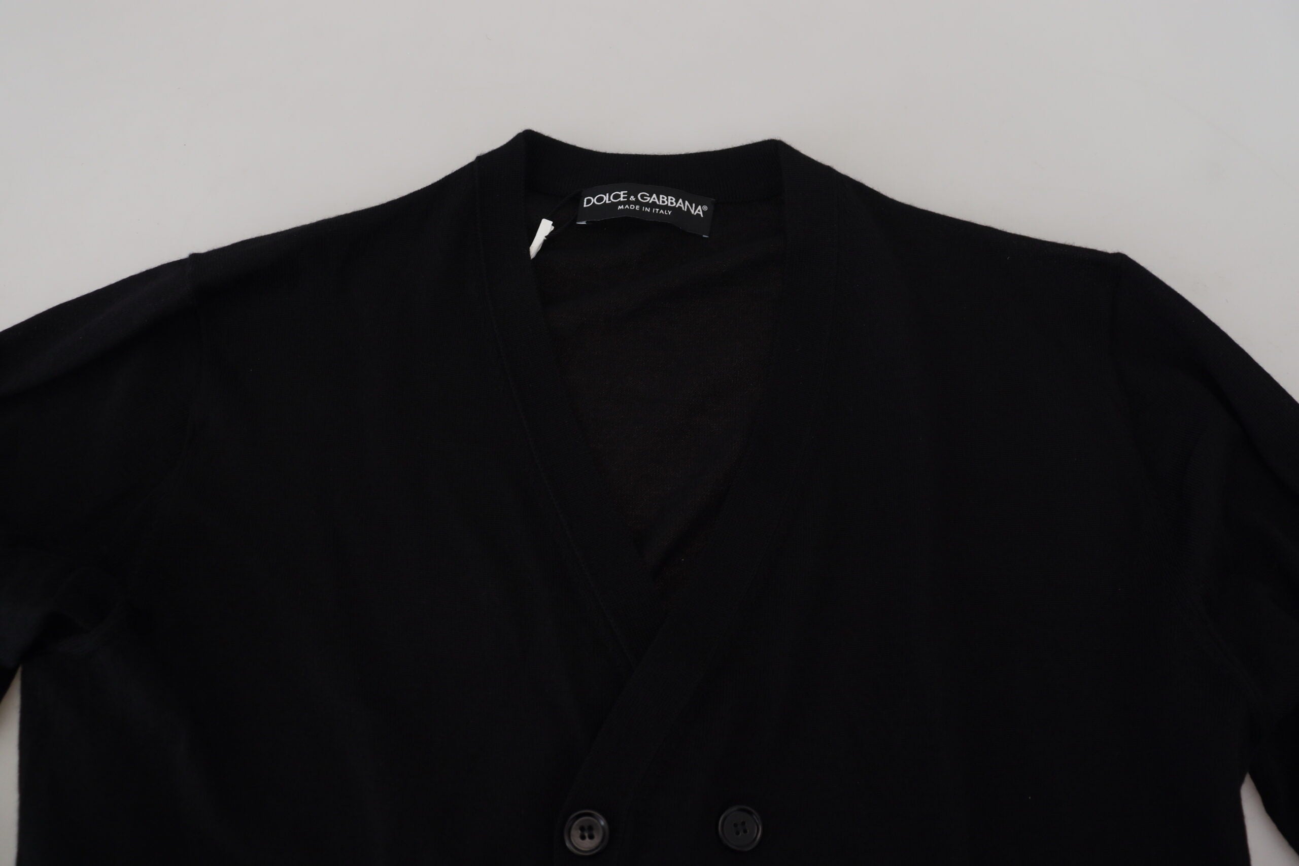 Dolce & Gabbana Black Cashmere Knit Sweater with Button Placket-6