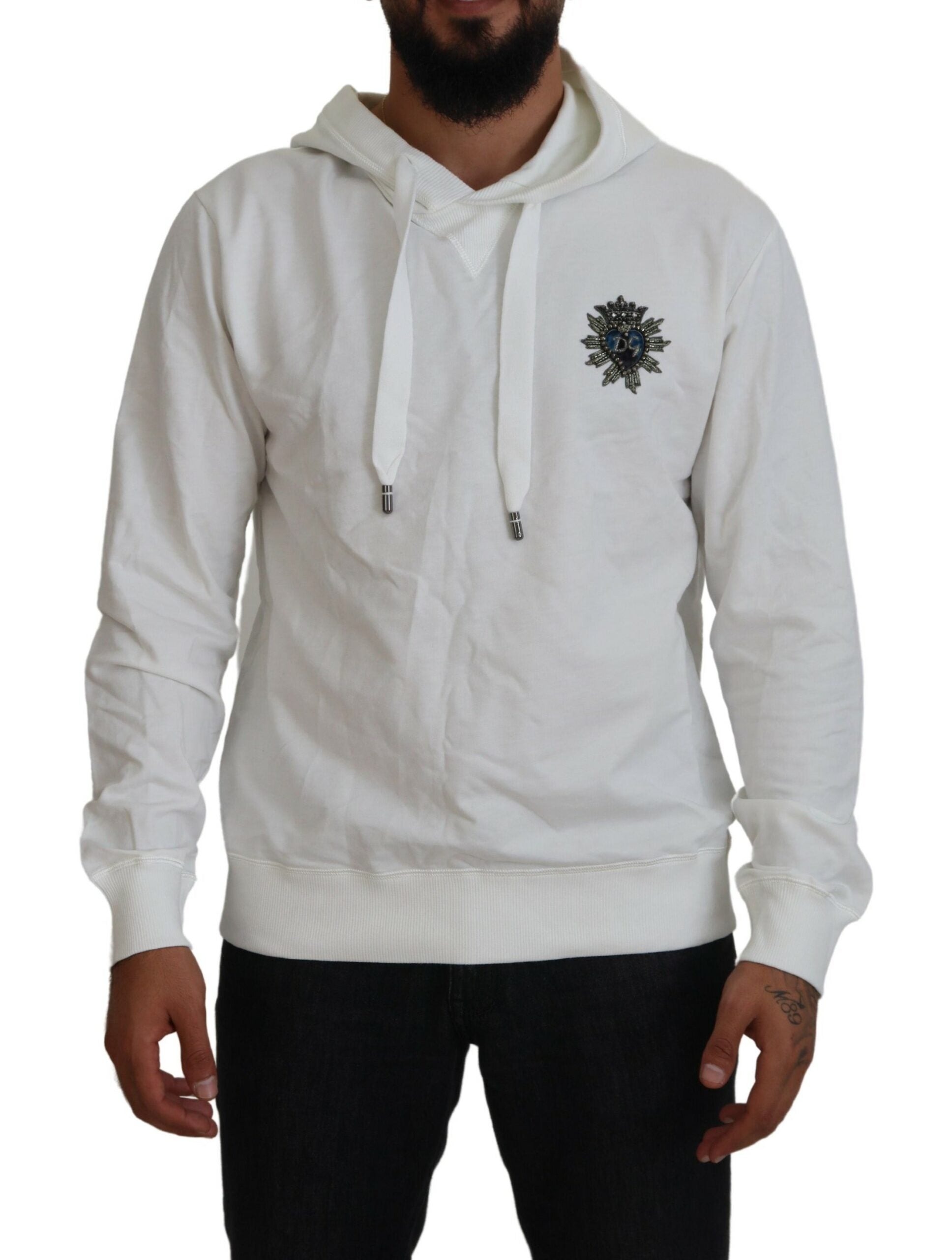 Dolce & Gabbana Weißes Baumwoll-Sweatshirt mit Kapuze Logo-Pullover-1
