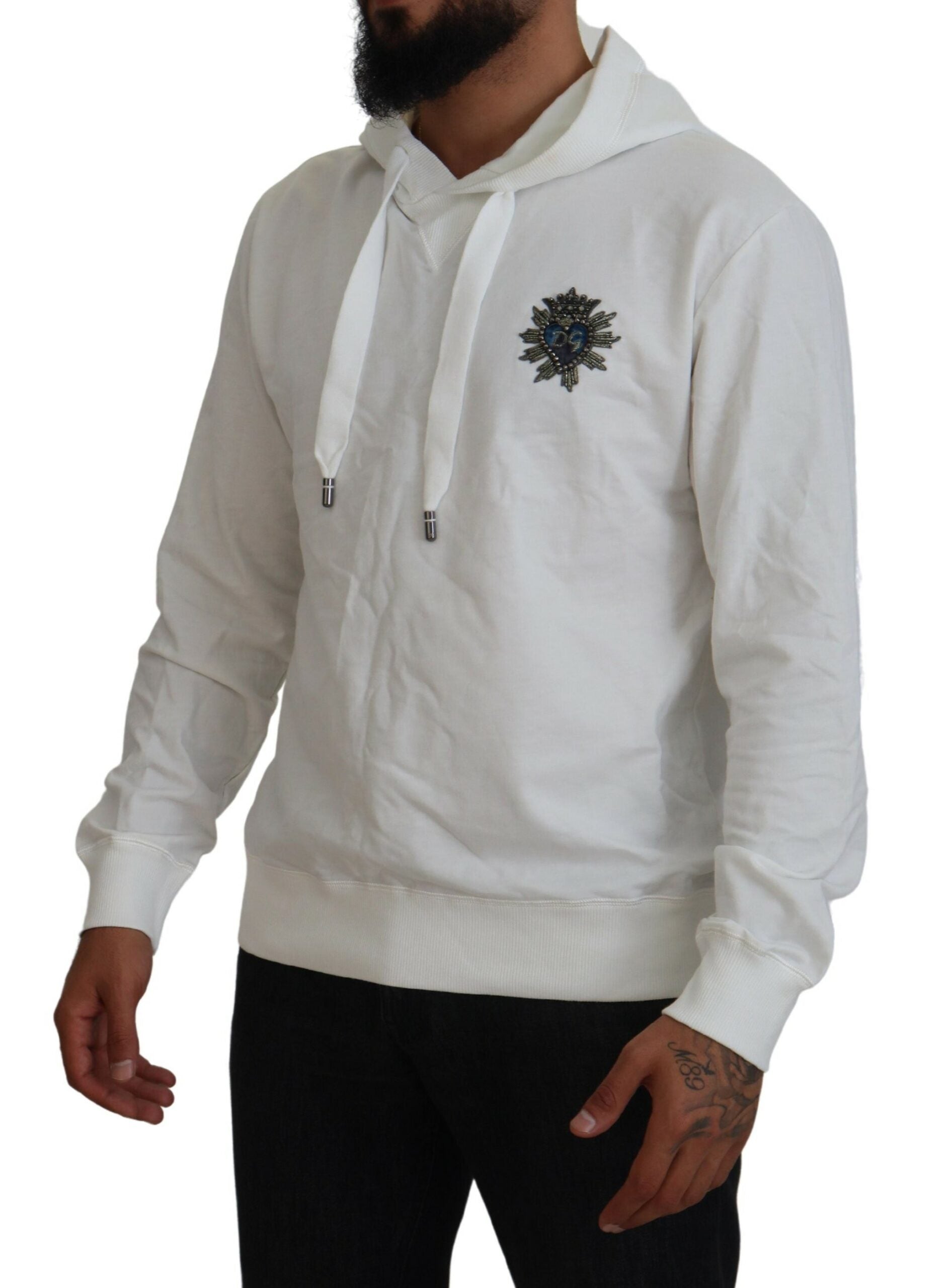 Dolce & Gabbana Weißes Baumwoll-Sweatshirt mit Kapuze Logo-Pullover-2