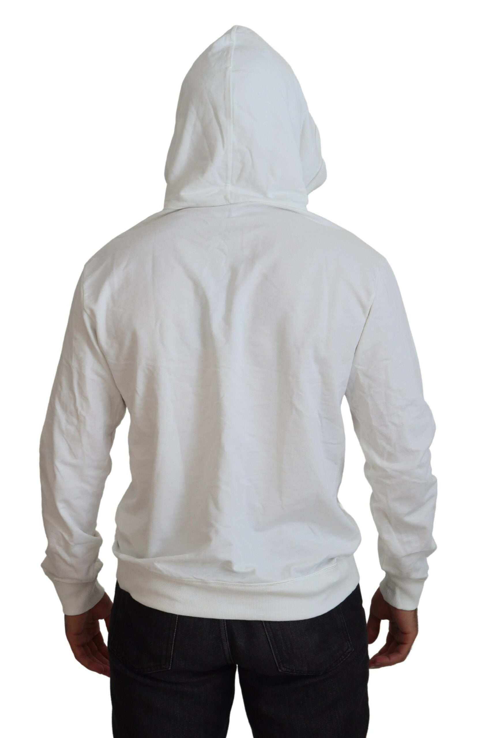 Dolce & Gabbana Weißes Baumwoll-Sweatshirt mit Kapuze Logo-Pullover-3