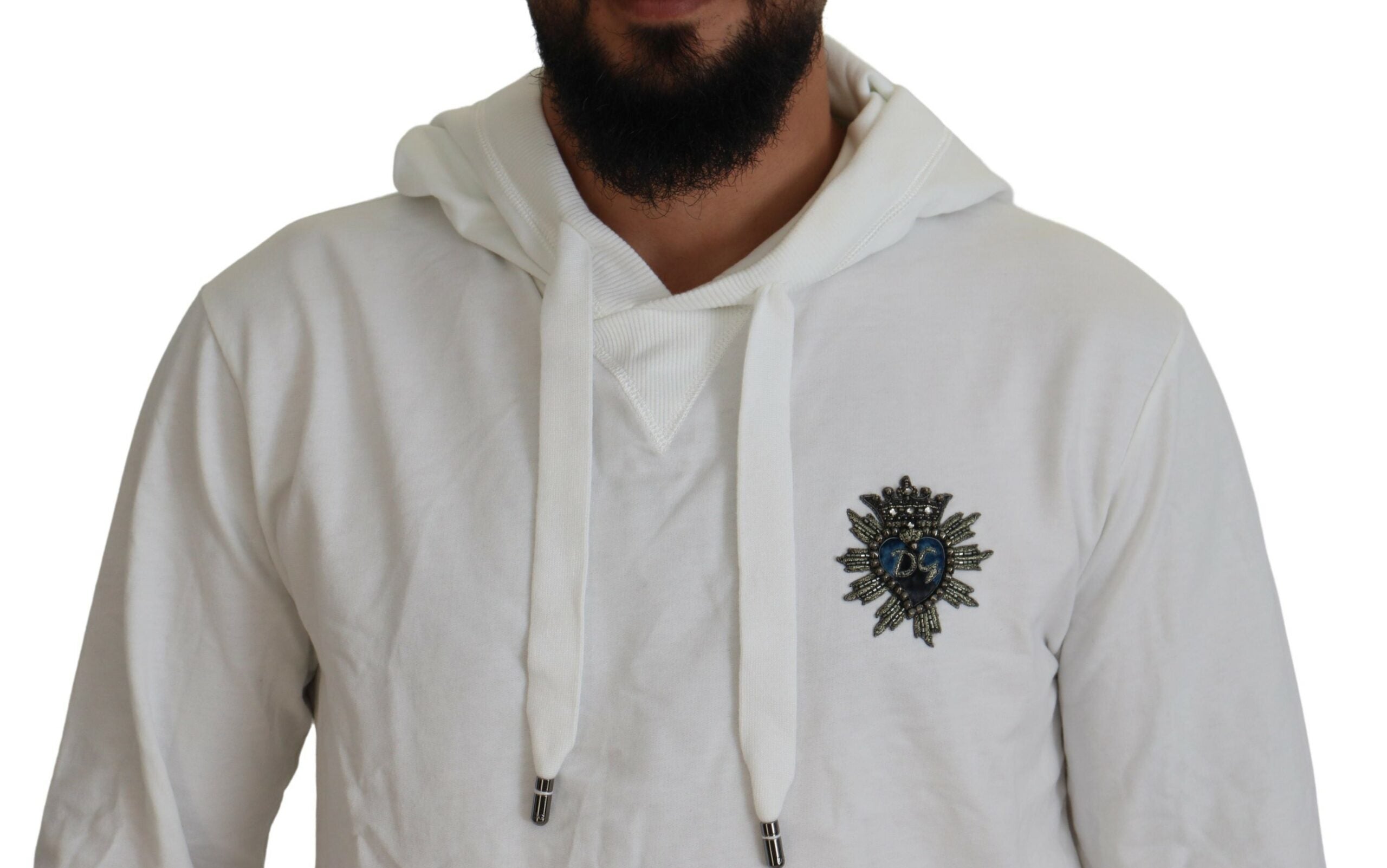 Dolce & Gabbana Weißes Baumwoll-Sweatshirt mit Kapuze Logo-Pullover-4